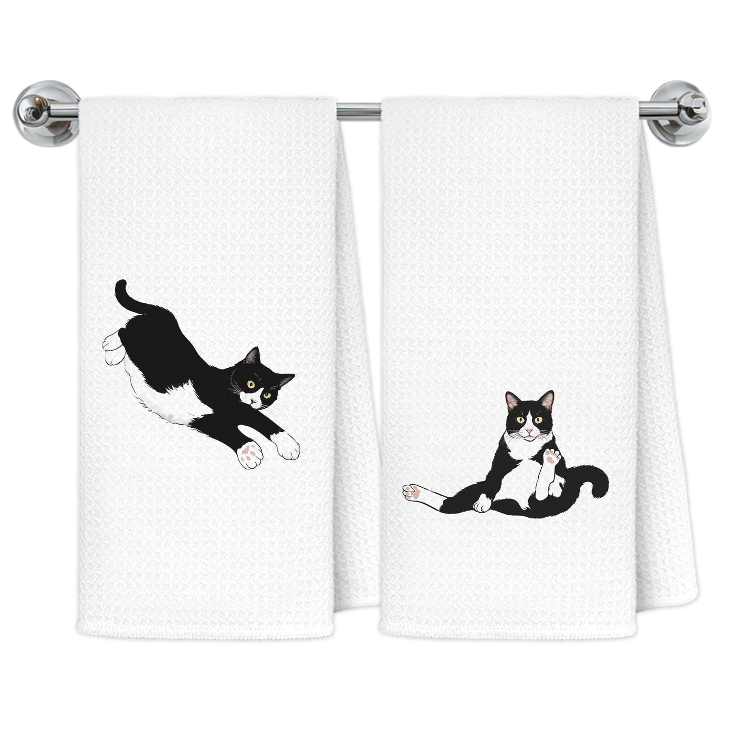 Blue and White Chinoiserie Orange Cat Bathroom Hand Towels, Orange Cat Gifts, Funny Oriental Kitty Decorative Hand Towels Bathroom Restroom Washroom Yoga Spa Zen Decor, 16x24 Inch BST326L