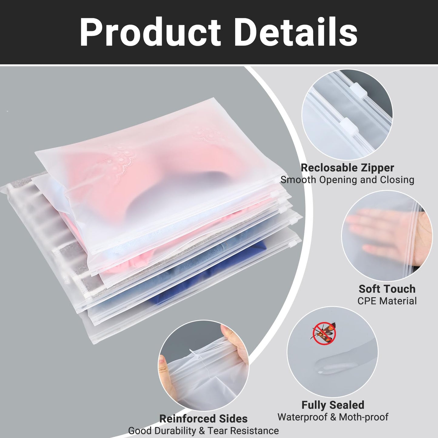 Clear Swimsuit Storage Bags, Clear Shirt Packaging Bags for Bikini, Swimwear, Bathing Suit Storage, 12x8 inch, Pack of 50, Waterproof, 3 Mil BST220