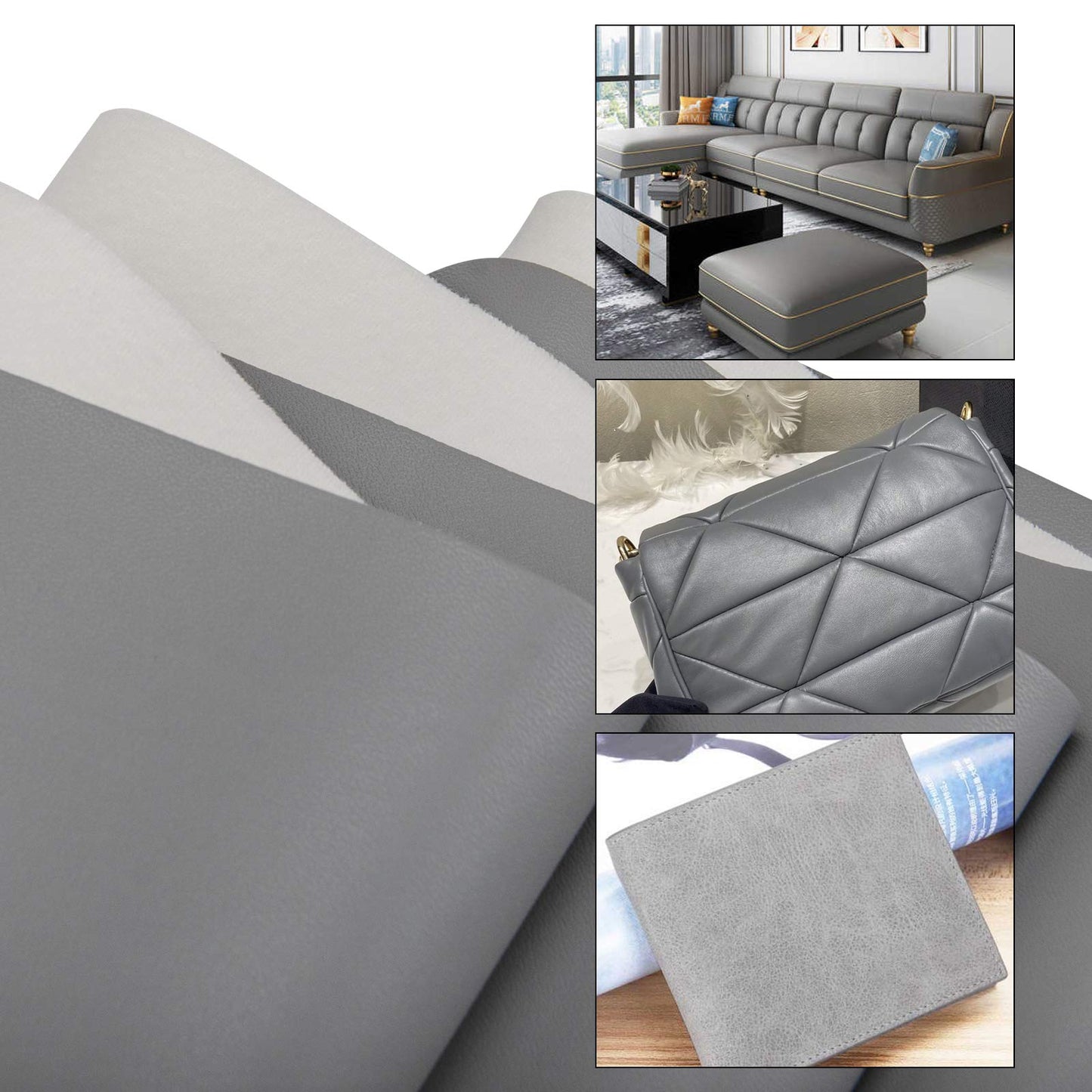 PU Fabric Material 1 Yard 54" x 36" Faux Synthetic Leather Sheets 1.2mm Thick Perfect for Upholstery, DIY Crafts, Hat Making, Hair Crafts Making, Sewing, Shoe Making (Gray) BST220