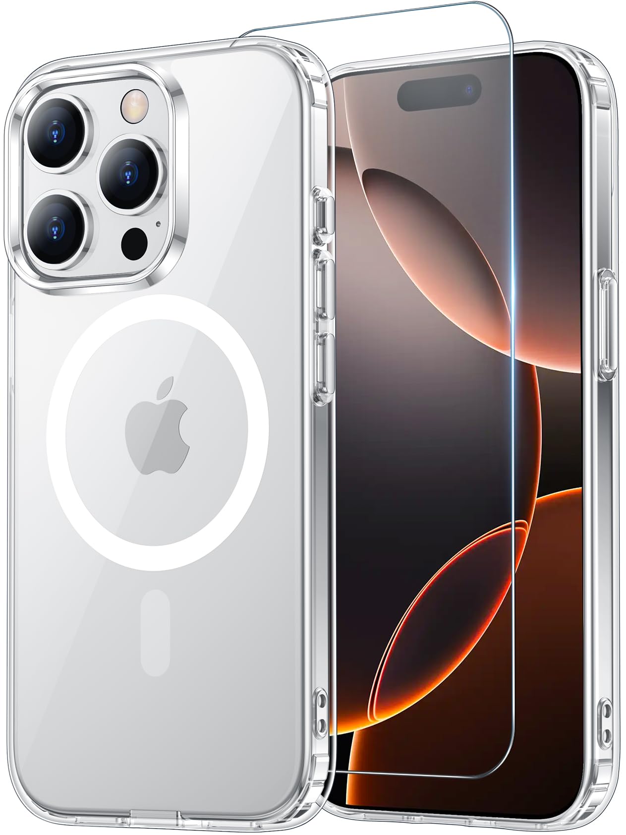for iPhone 17 Pro Max Case Clear with Screen Protector, Compatible with Magsafe, Anti-Yellowing, Military-Grade Protection, Shockproof Slim Magnetic Phone Case Cover, Black WN420