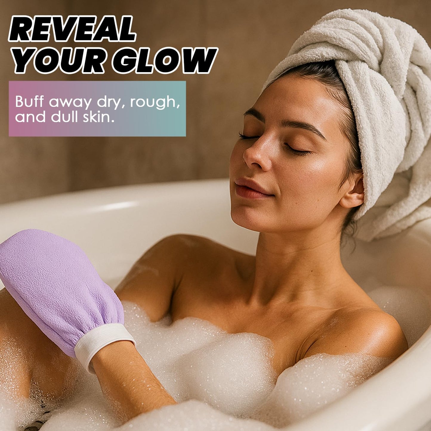 Exfoliating Glove Pack of 2 – Deep Cleaning Exfoliating Body Scrubber- Exfoliating Gloves for Shower for Smooth Radiant Skin – Dead Skin Remover & Body Scrub Mitt for Skin Cell Renewal WN420