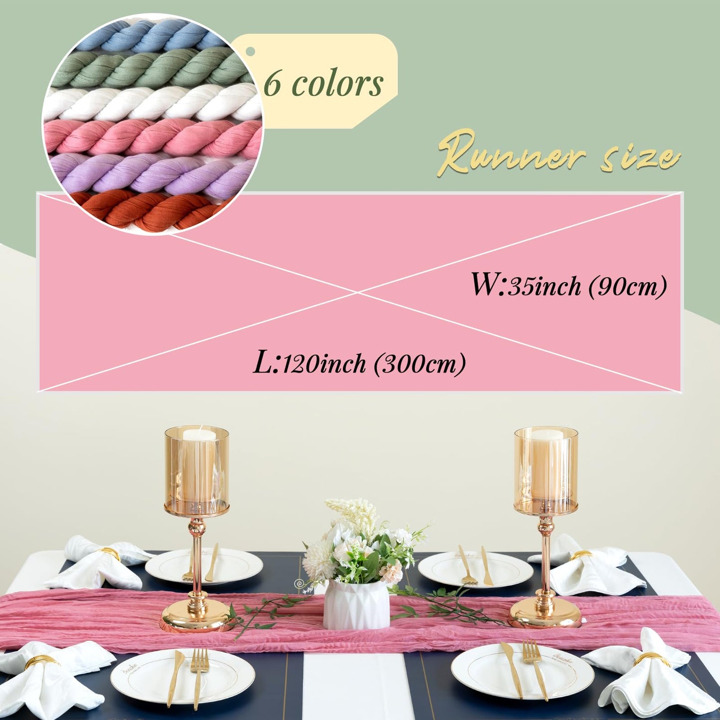 Dusty Blue Cheesecloth Table Runner Fall Autumn Decor 10ft Table Cloth for Wedding Party Baby Bridal Shower Birthday Halloween Thanksgiving Decoration BST326L