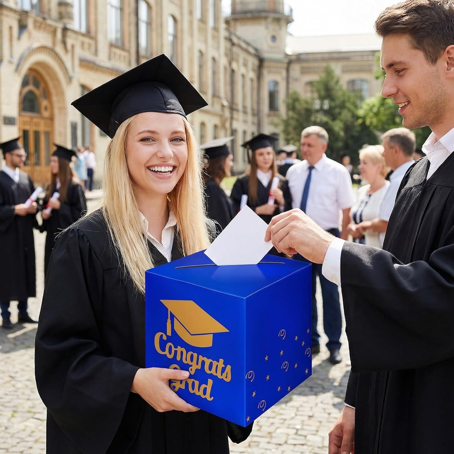 Graduation Cardboard Box Holder Congrats Grad Foldable Ballot Box for Graduation Grad Party Decorations BST220