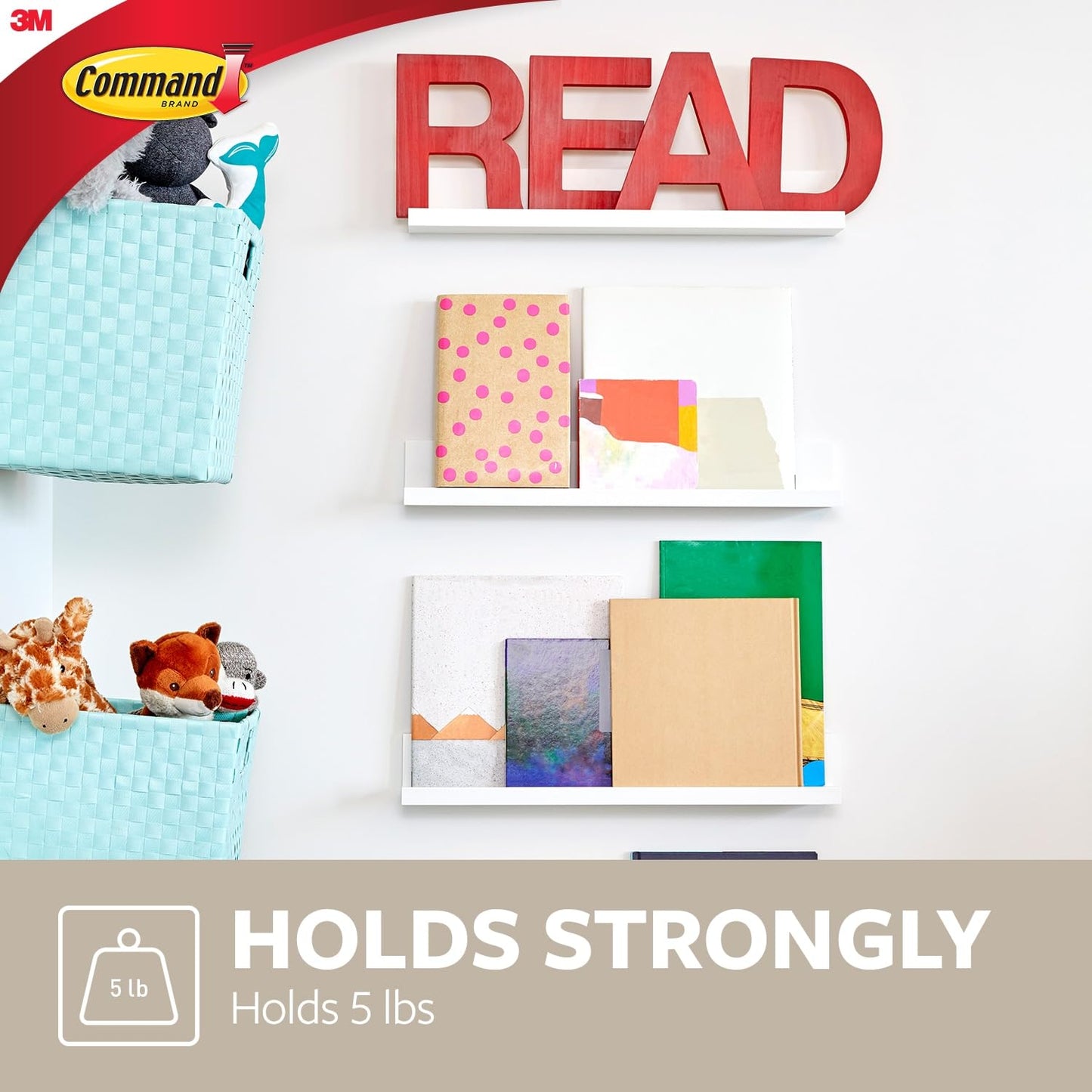 Command Picture Ledge, 21" Damage Free Hanging Floating Shelf with Adhesive Strips RD12