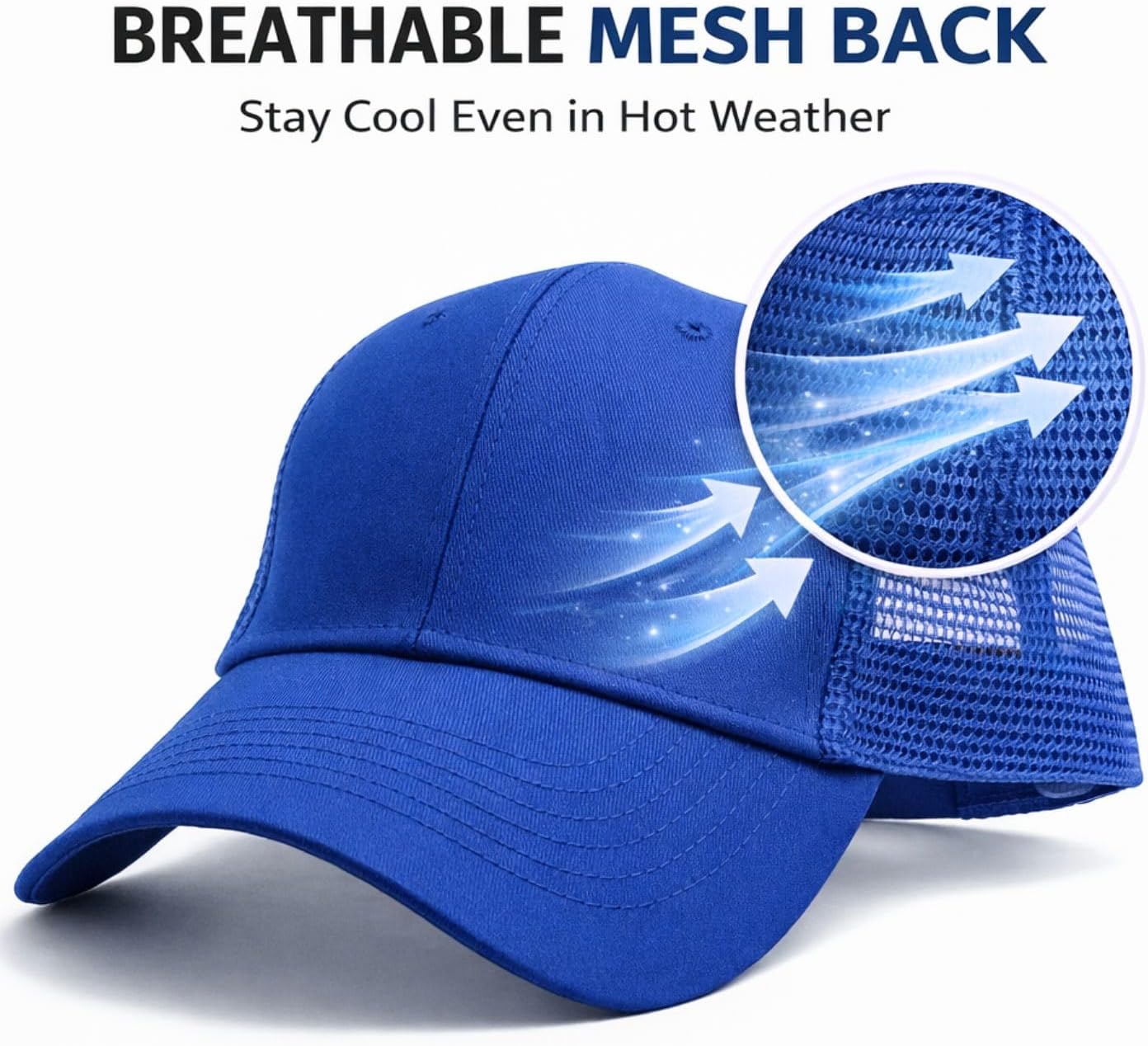 MDSTYLE Trucker Hat for Men Women, Mesh Back Snapback Cap, Cotton Front Adjustable Baseball Hat, Breathable Summer Outdoor WN420
