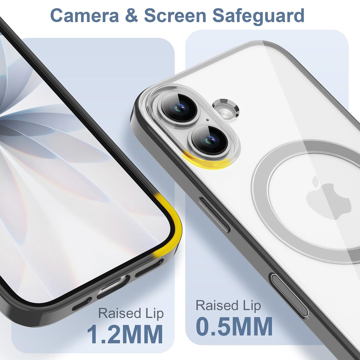 PULOKA for iPhone Case Compatible with Magsafe, Color Bumper & Clear TPU Back Hybrid Shockproof Cover (White, iPhone 16 Pro Max) WN420