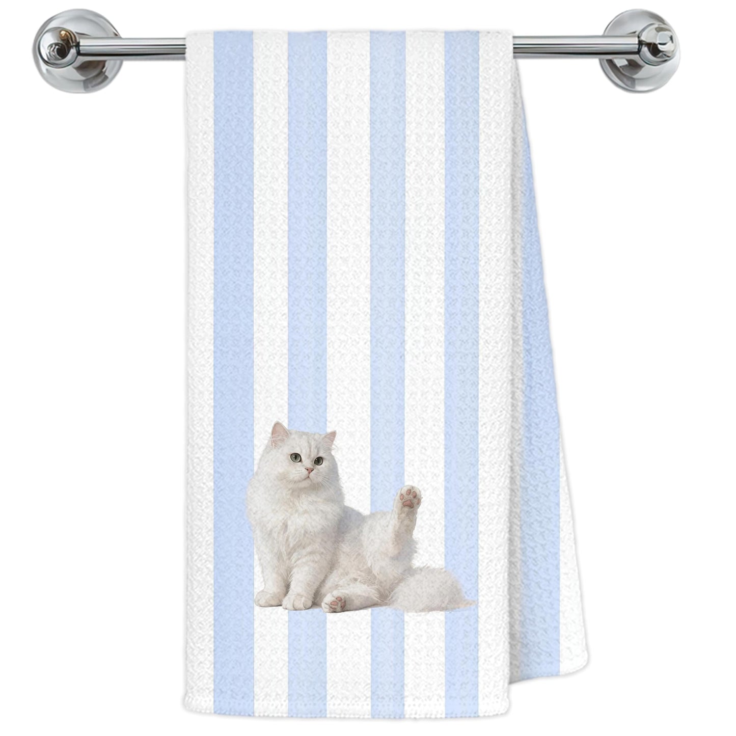 Blue and White Chinoiserie Orange Cat Bathroom Hand Towels, Orange Cat Gifts, Funny Oriental Kitty Decorative Hand Towels Bathroom Restroom Washroom Yoga Spa Zen Decor, 16x24 Inch BST326L