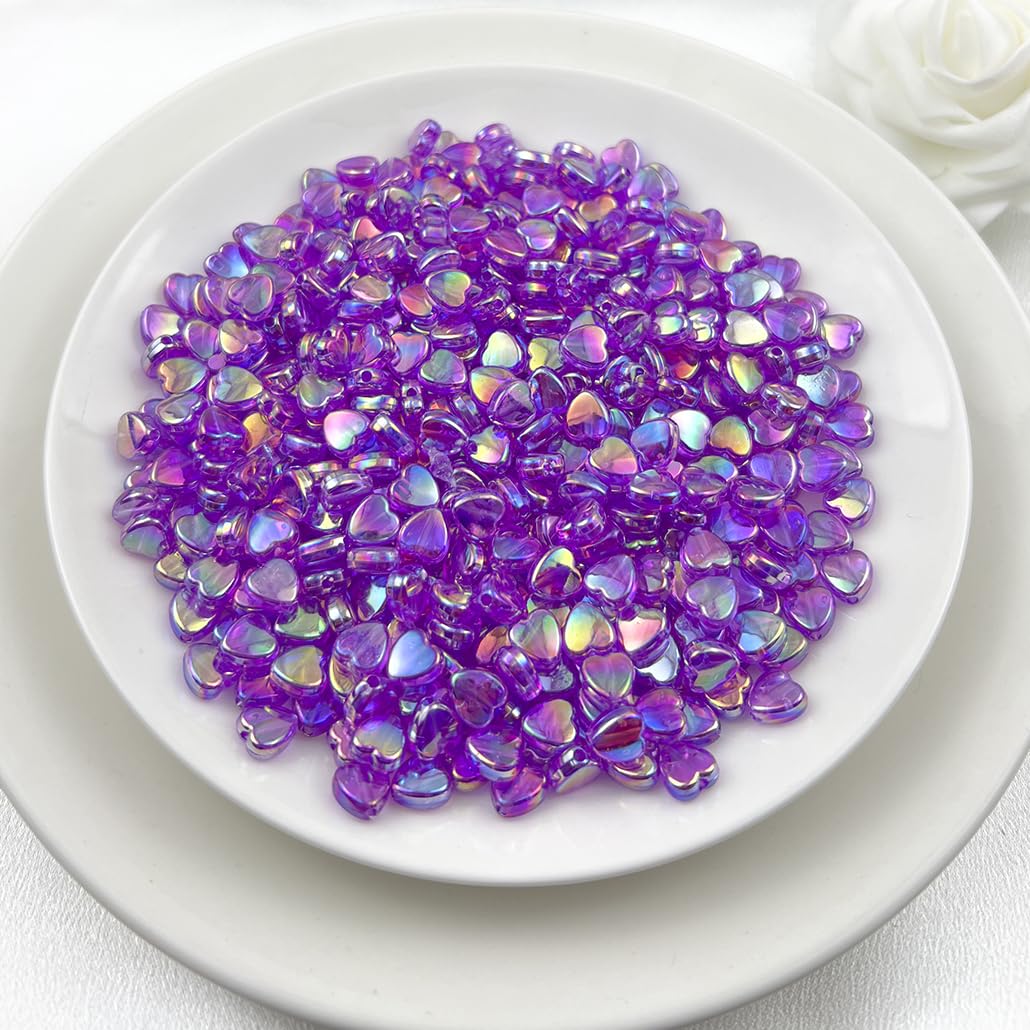 500Pcs Acrylic Heart Beads, AB Colors Heart Shape Beads Crystal Heart Beads for Jewelry Making DIY Bracelet Earring Necklace Key Chains(90-Light Lake Blue AB) BST220