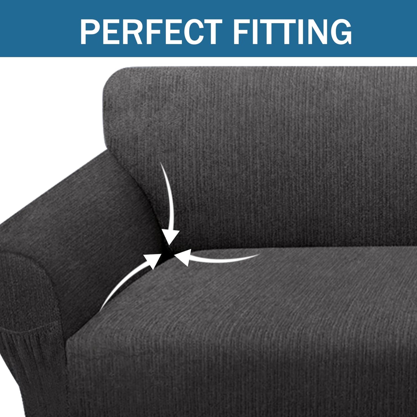 Sofa Slipcover with 2 Pillow Cover for 3 Cushion Couch, Non Slip Furniture Protector with Elastic Bottom, Washable Sofa Cover for Kids, Pets (Sofa, Navy) BST326H