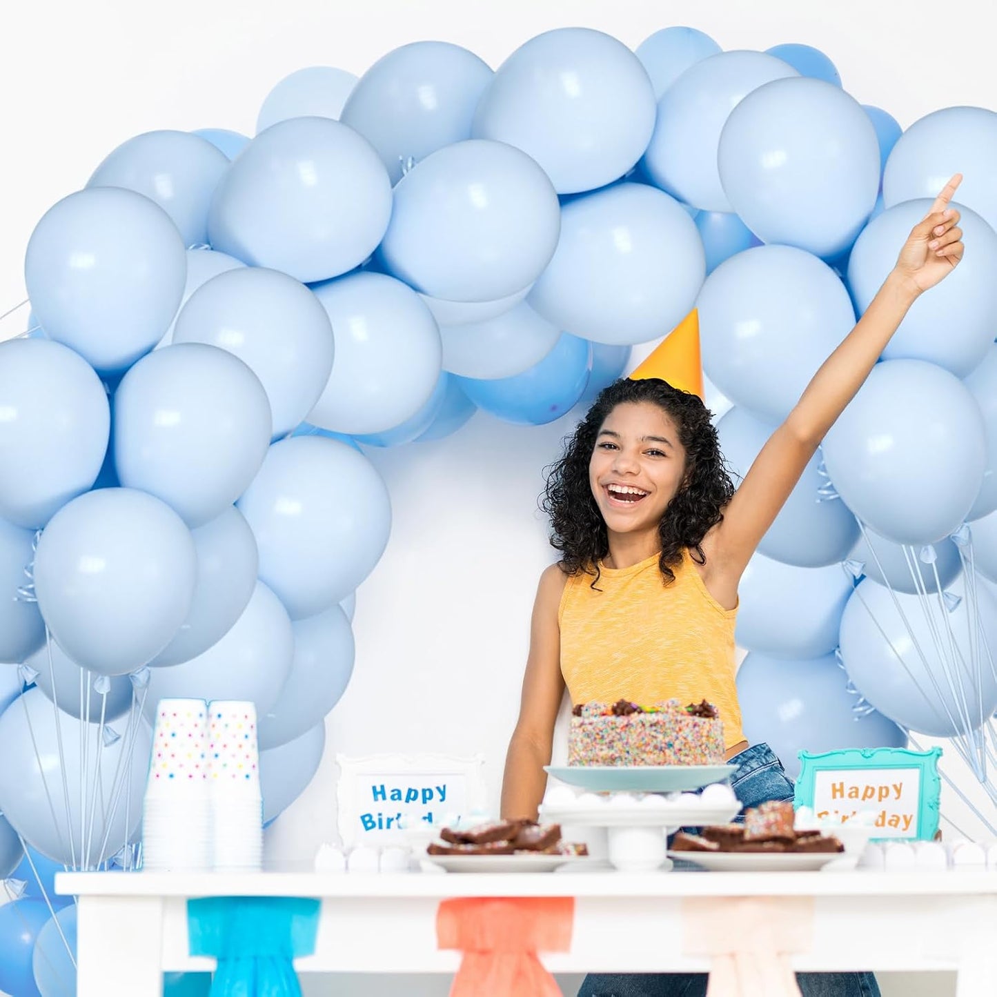 50pcs Pastel Blue Balloons, 12inch Light Blue Balloon for Birthday Baby Shower Gender Reveal Wedding Party Decoration (With Ribbon & Glue) BST326L