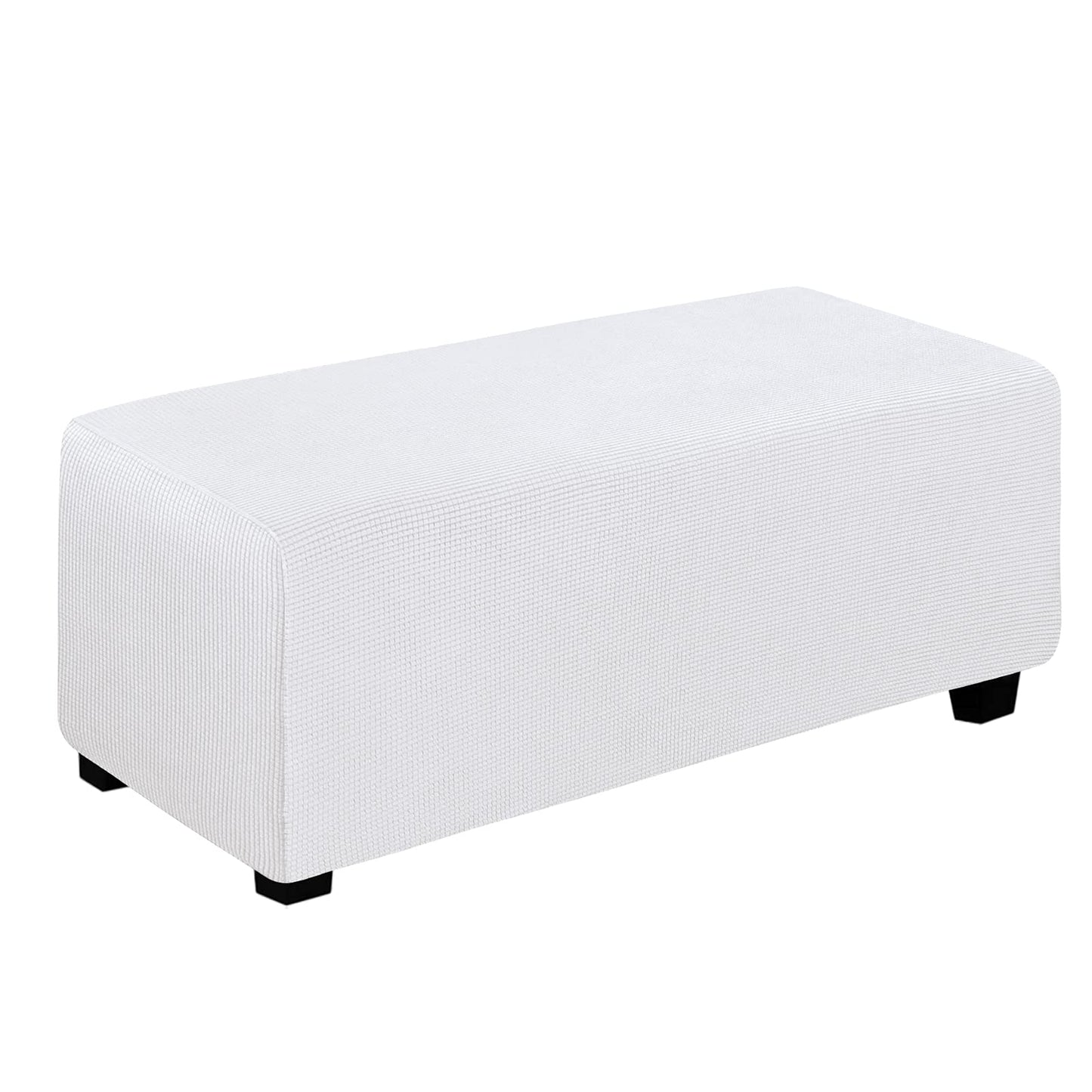 Easy-Going Stretch Square Ottoman Cover 15x15x15inch Dark Blue | Folding Storage Footstool cover Furniture Protector Soft Rectangle slipcover with Elastic Bottom BST202