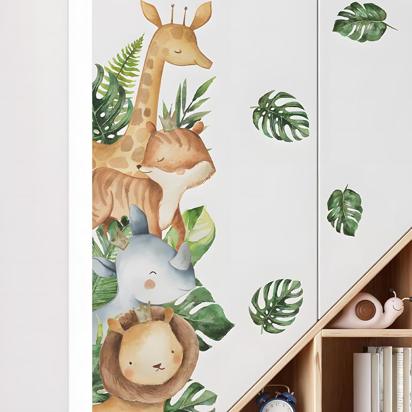 Peel & Stick Jungle Animal Wall Stickers Giraffe Elephant for Kids Nursery Decor BST326L