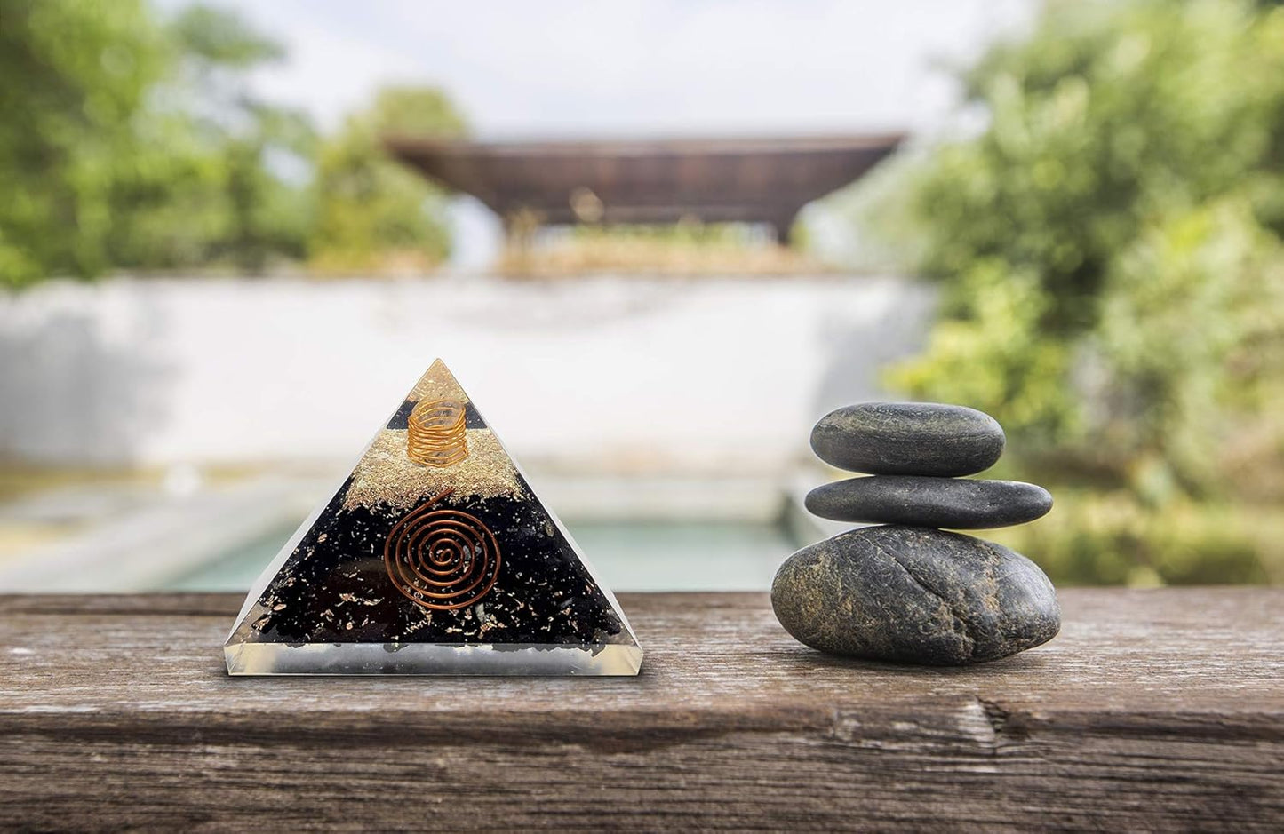 Orgone Pyramid Black Tourmaline EMF Protection Large 75mm Healing Crystals Energy Generator