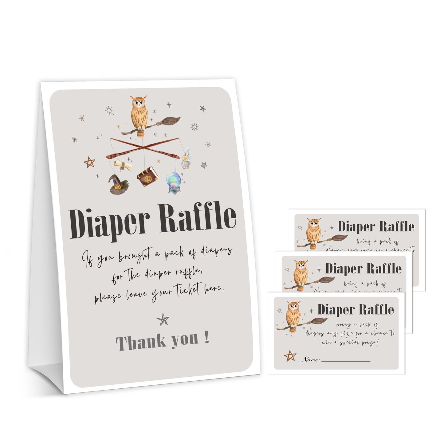 Halloween Baby Shower Measure The Baby Bump, 1 Self-Standing Sign + 50 Tickets for Little Ghost Gender Reveal Announcement Party Favor Supplies - D12 BST326L