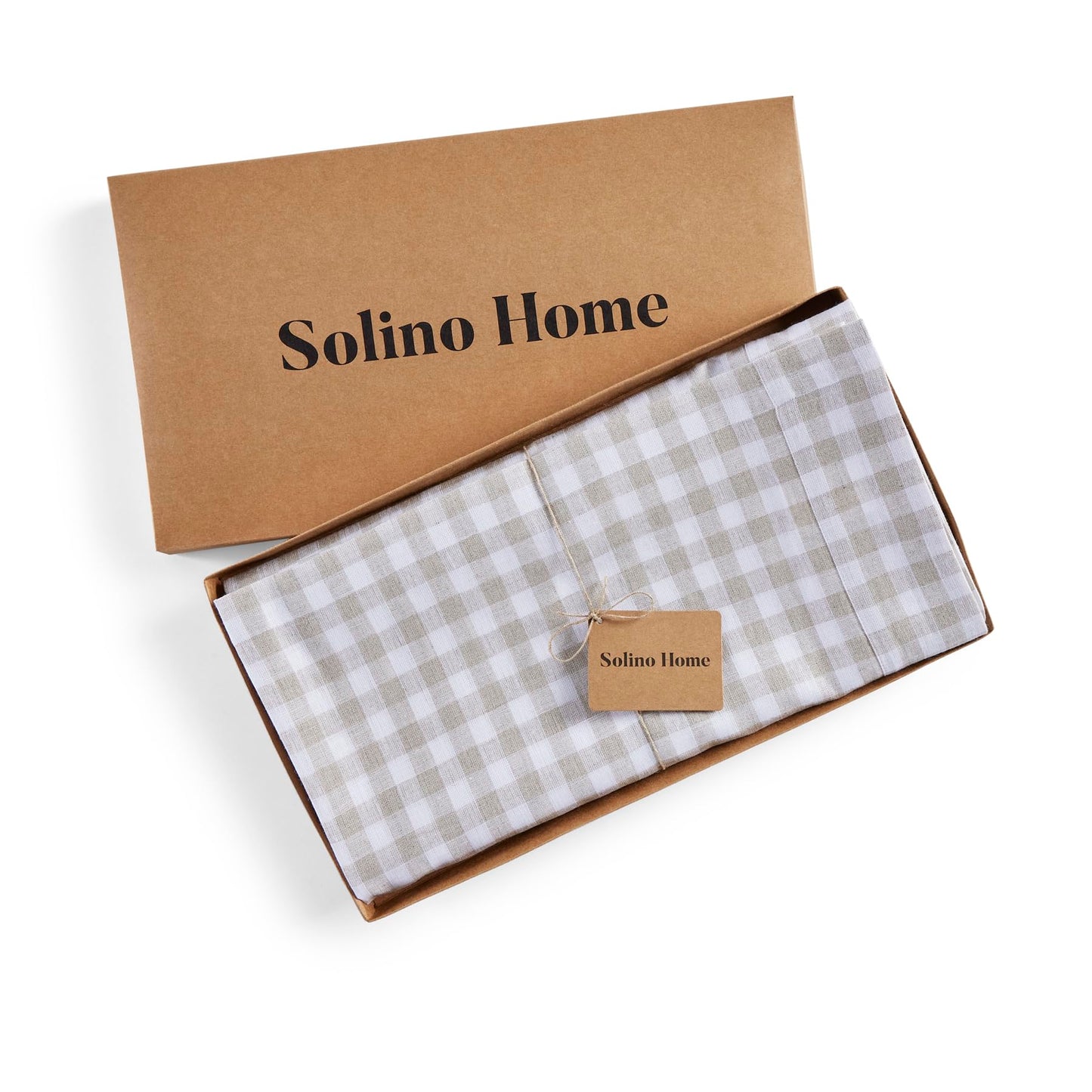 Solino Home 100% Linen Table Cloth, Throw Apricot, Gingham Check 52 x 52 in | Checkered Linen Tablecloth a neat topper for bistro, card and side tables | checkered weave | Pure Linen | OEKO-TEX Certified BST326SOLH