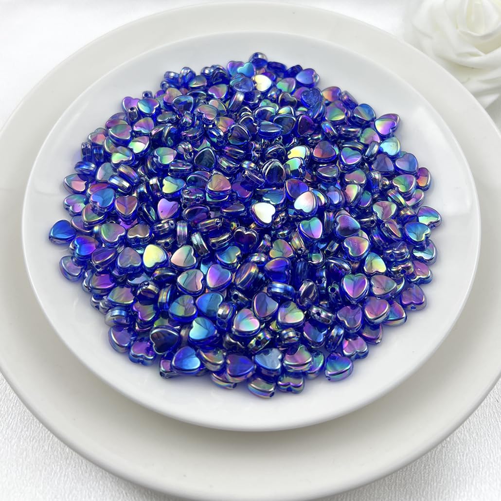 500Pcs Acrylic Heart Beads, AB Colors Heart Shape Beads Crystal Heart Beads for Jewelry Making DIY Bracelet Earring Necklace Key Chains(90-Light Lake Blue AB) BST220