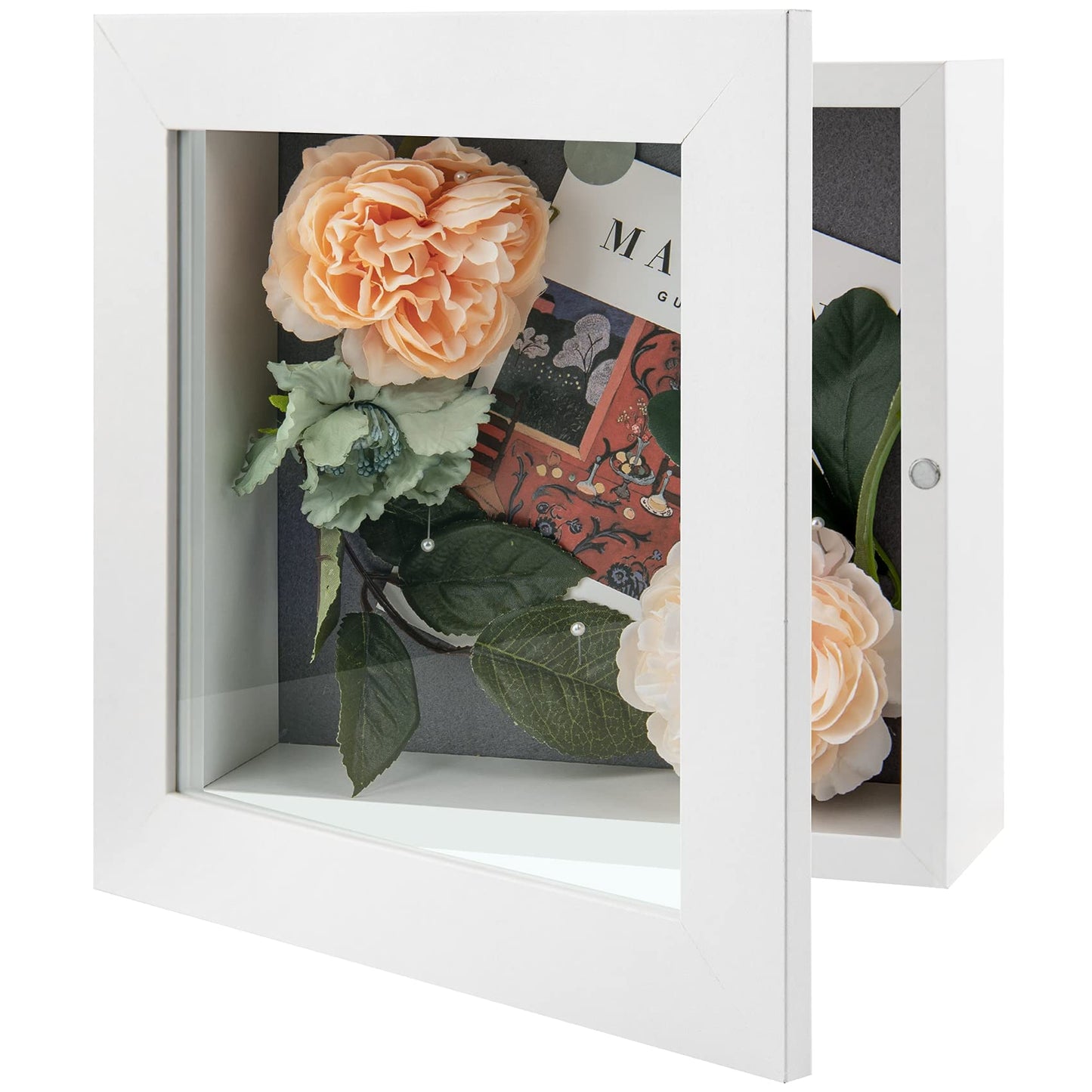 Golden State Art 11x14 Shadow Box Frame Display Case - 2 inch Depth Great for Collages, Collections, Mementos, 6 Pins Included (White, 1 Pack) BST326H