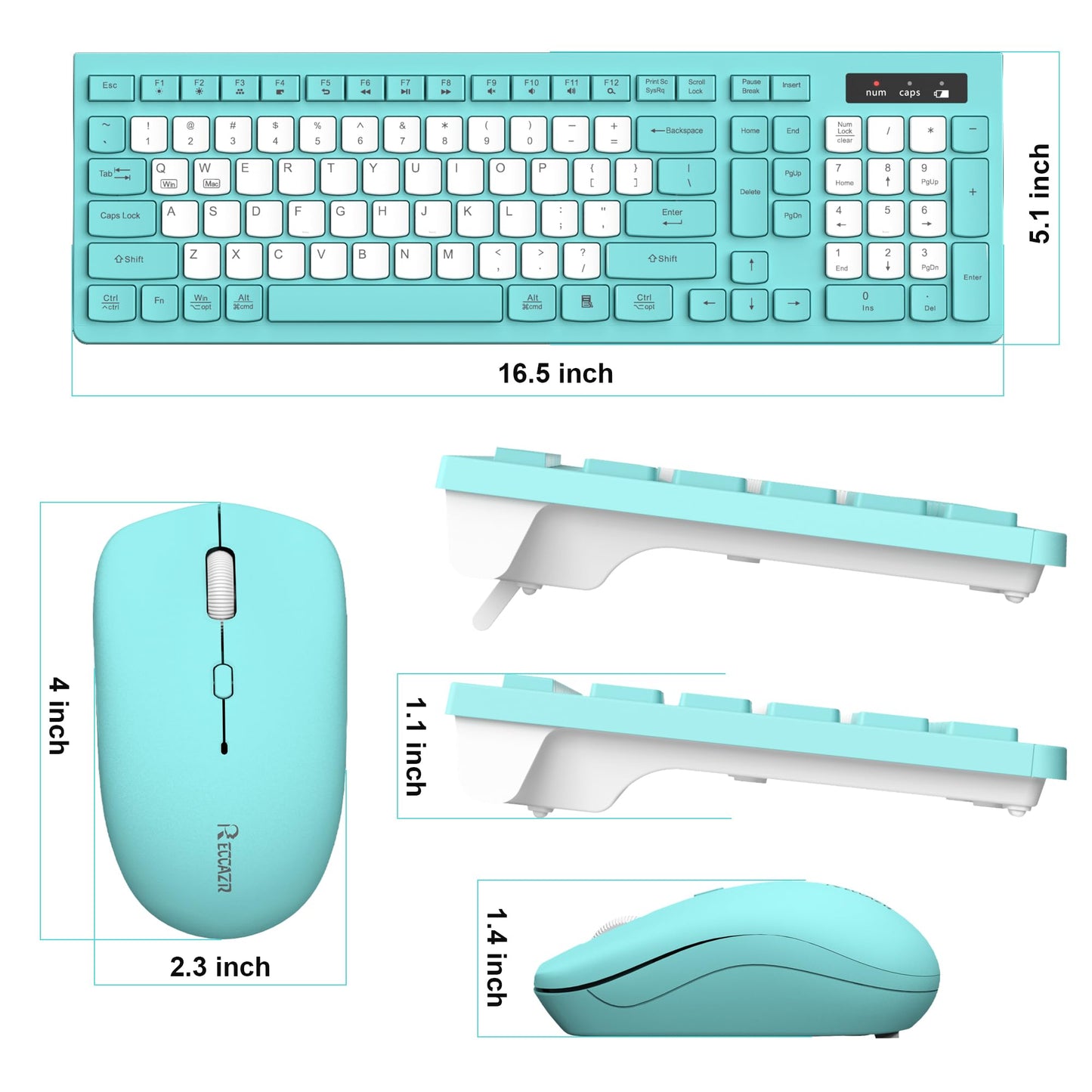 Wireless Keyboard and Mouse Combo, Full-Sized Wireless Keyboard and Adjustable DPI Mouse, 2.4GHz USB Receiver, Silent Keyboard and Mouse for PC, Windows, MAC, Desktop, Laptop (Avocado Green)