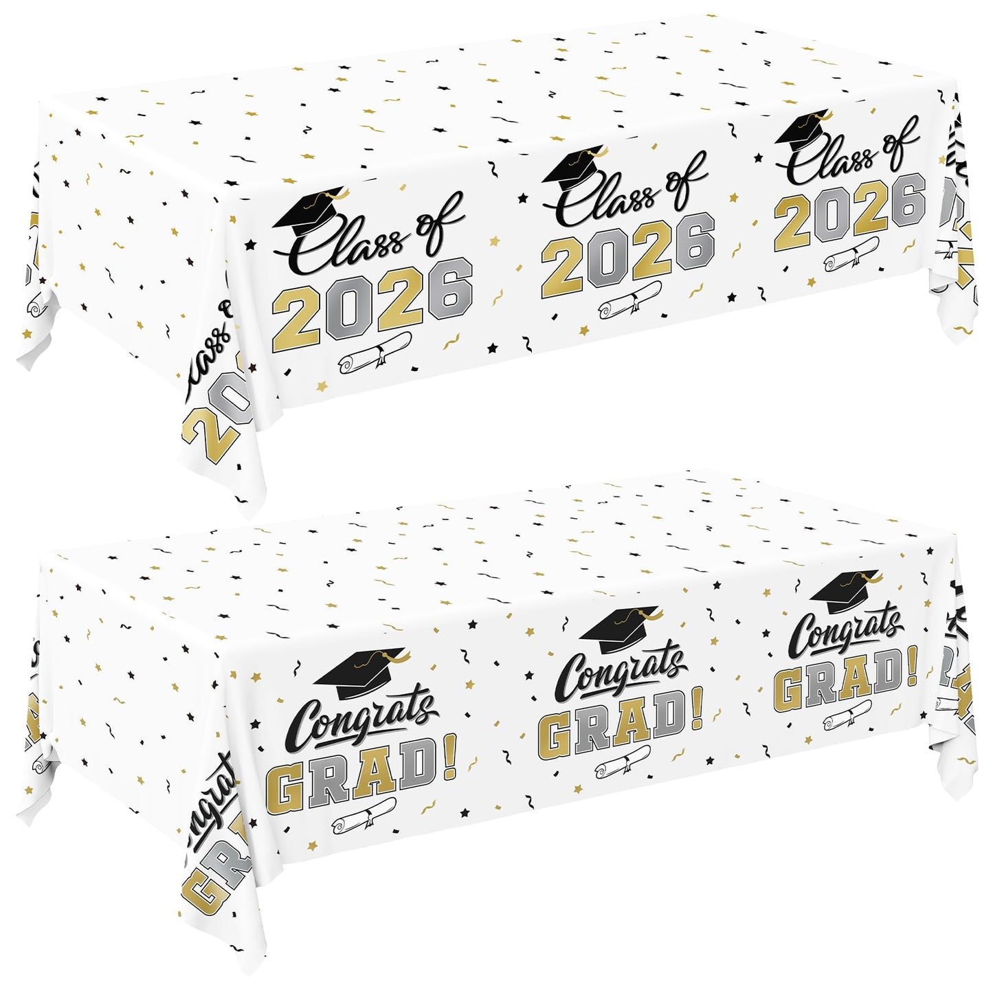 Gatherfun 2026 Graduation Decorations : 2-Pack Congrats Grad Disposable Tablecovers - Class of 2026 Red Themed Table Cloths, for Graduation Party Supplies & Graduation Backdrop, 54" X 108" BST326L