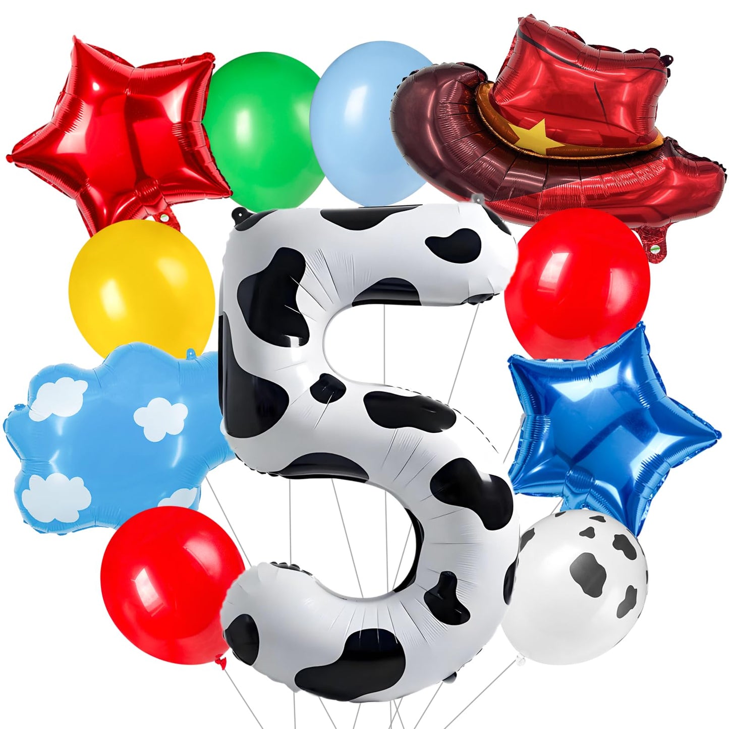 11-Pack Cowboy Theme Balloon Set, Farm Theme Decorations, Balloons with Hats and Clouds, Boys and Girls Birthday Party Supplies (1) BST202