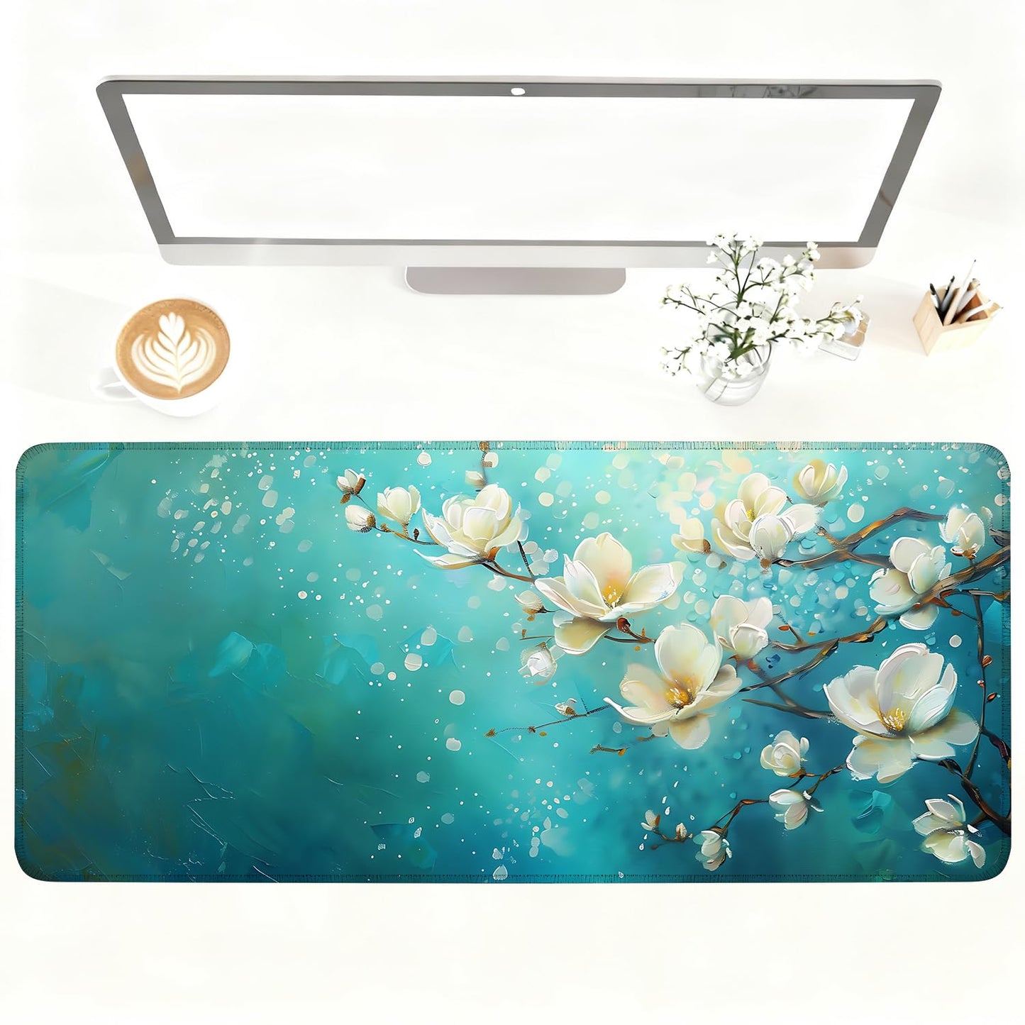 Mouse Pad Gaming Mousepad 31.5 x 11.8in Large Mouse Pad for Keyboard and Mouse with Anti-Slip Rubber Base, Keyboard Pad XL Mouse Mat for Home and Office,Snowy Forest WN420