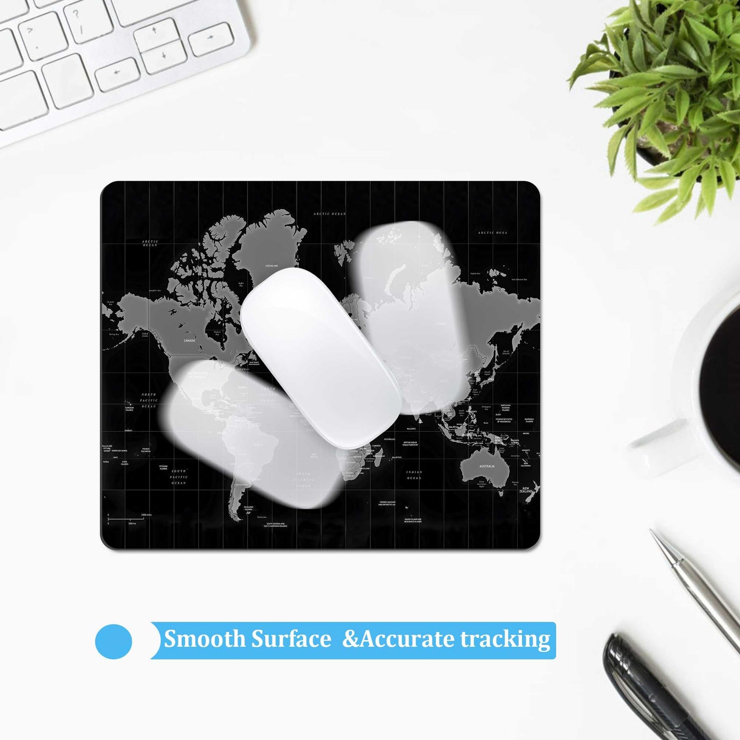 Square Mouse Pad with Non-Slip Rubber Base,Washable Square Cloth Mousepad, Non-Slip Rubber Base for Wireless Mouse for Computers, Laptop, Gaming, Office & Home WN420