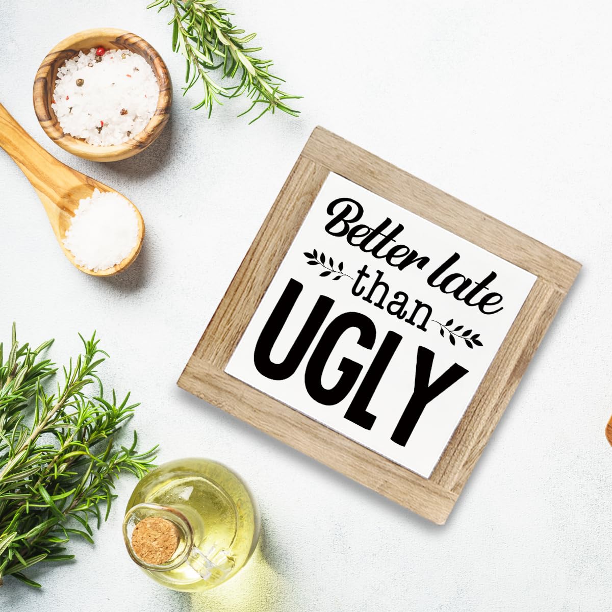 Just A Spoonful of Sugar Sign, Coffee Decor Sign, Rustic Kitchen Box Signs, Coffee Station Decor, Modern Farmhouse Home Decors for Kitchen Bar, Cafe Decors, Freestanding Wooden Plaque BST326L