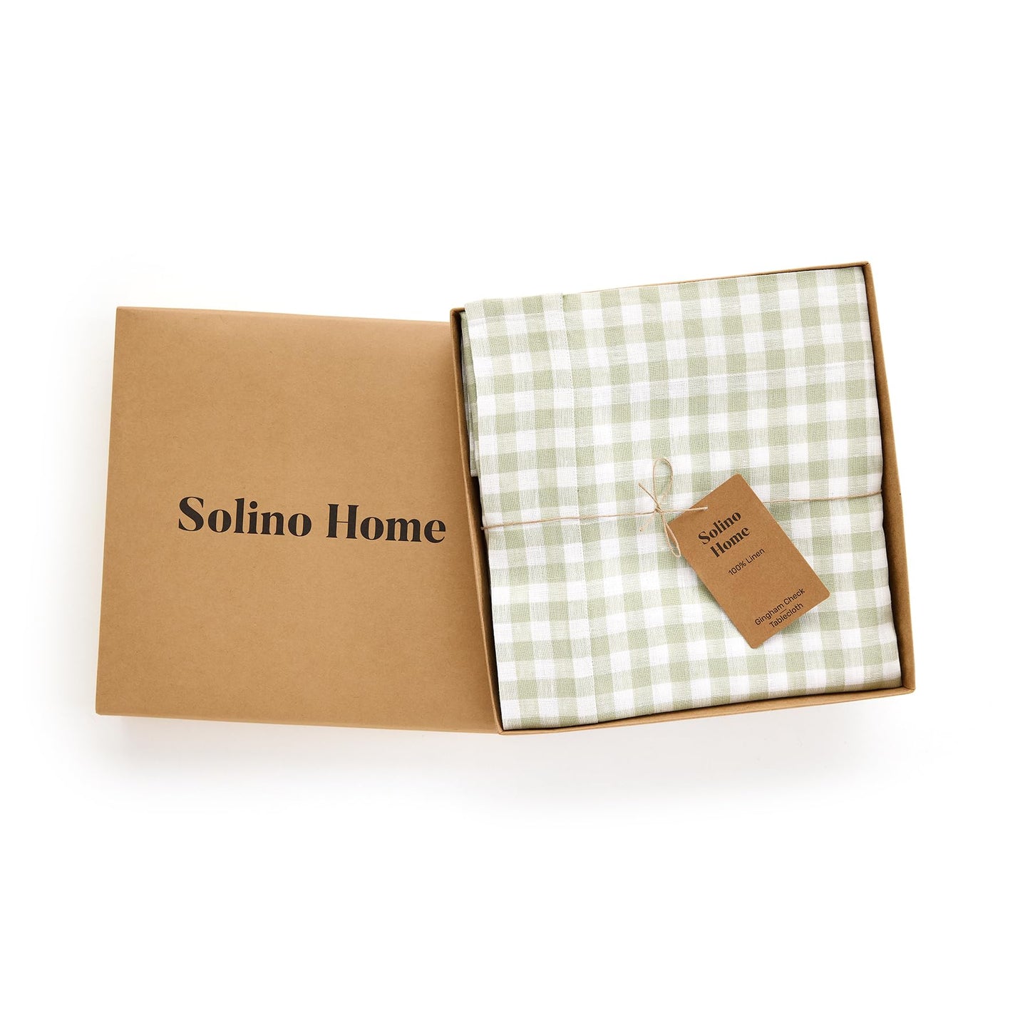 Solino Home 100% Linen Table Cloth, Throw Apricot, Gingham Check 52 x 52 in | Checkered Linen Tablecloth a neat topper for bistro, card and side tables | checkered weave | Pure Linen | OEKO-TEX Certified BST326SOLH