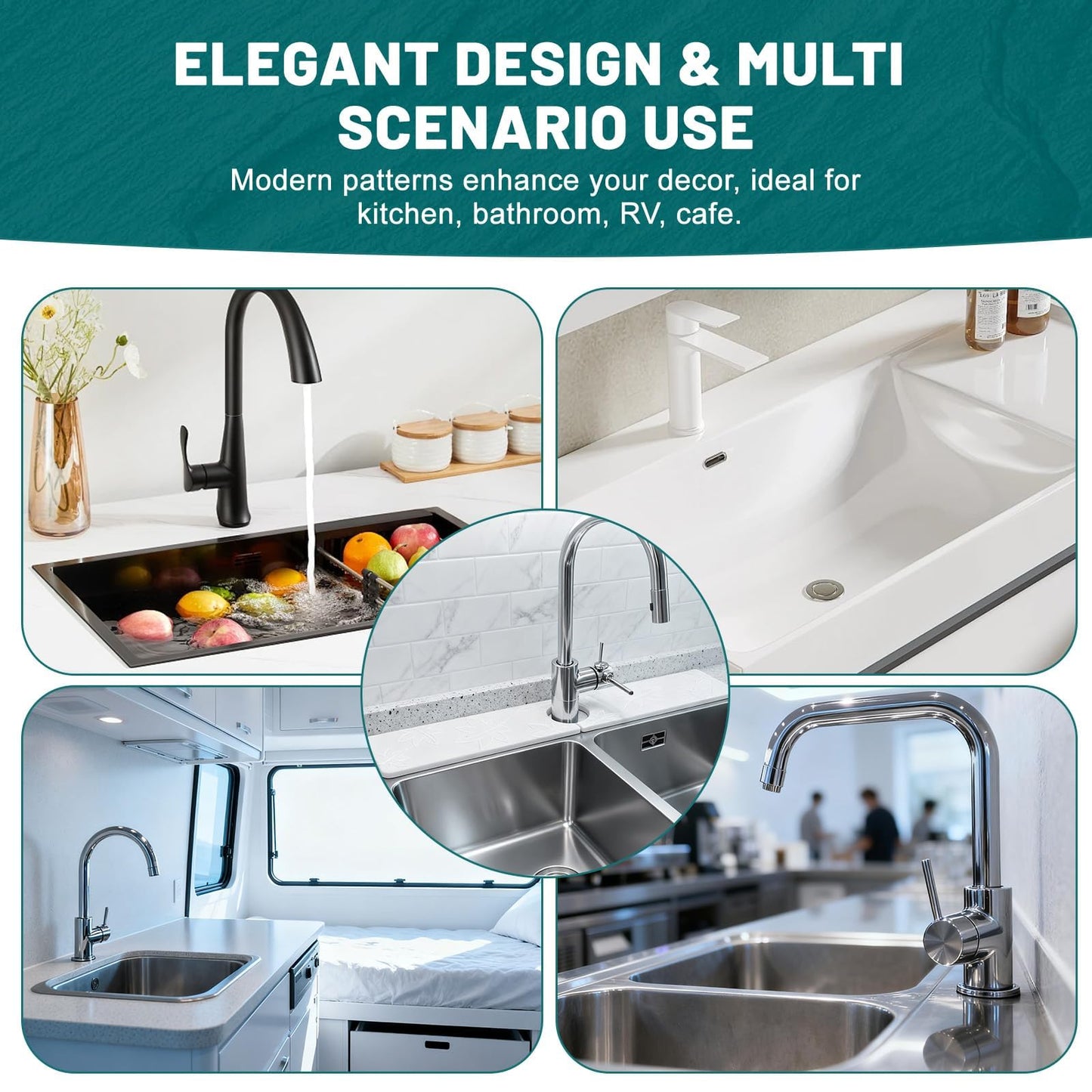 Hopegiver Stone Faucet Mat for Kitchen Sink - Fast Drying Diatomite Sink Protector Prevent Moisture, Super Water Absorbing Stone Tray for Kitchen & Bathroom Counter (White, 15.7"x3.9") BST326H