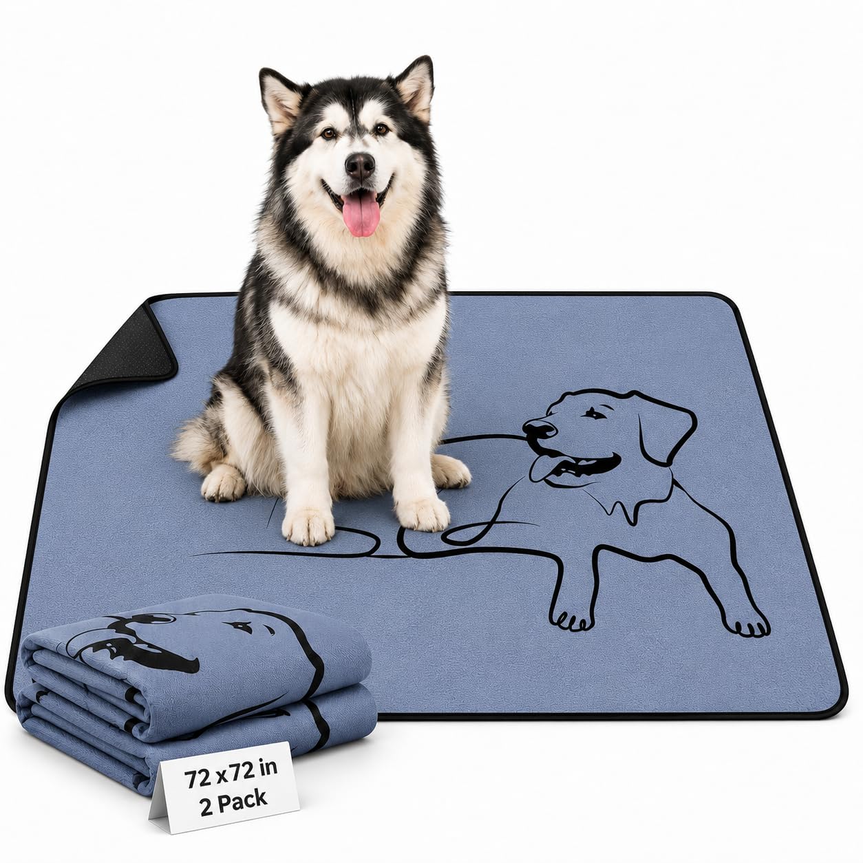 2 Pack Washable Pee Pads for Dogs 24"x24", Reusable Training Puppypads Absorbency Non-Slip & Leak-Proof for Pet Whelping Box Playpen Crate Sofa Bed Floors (Gray)