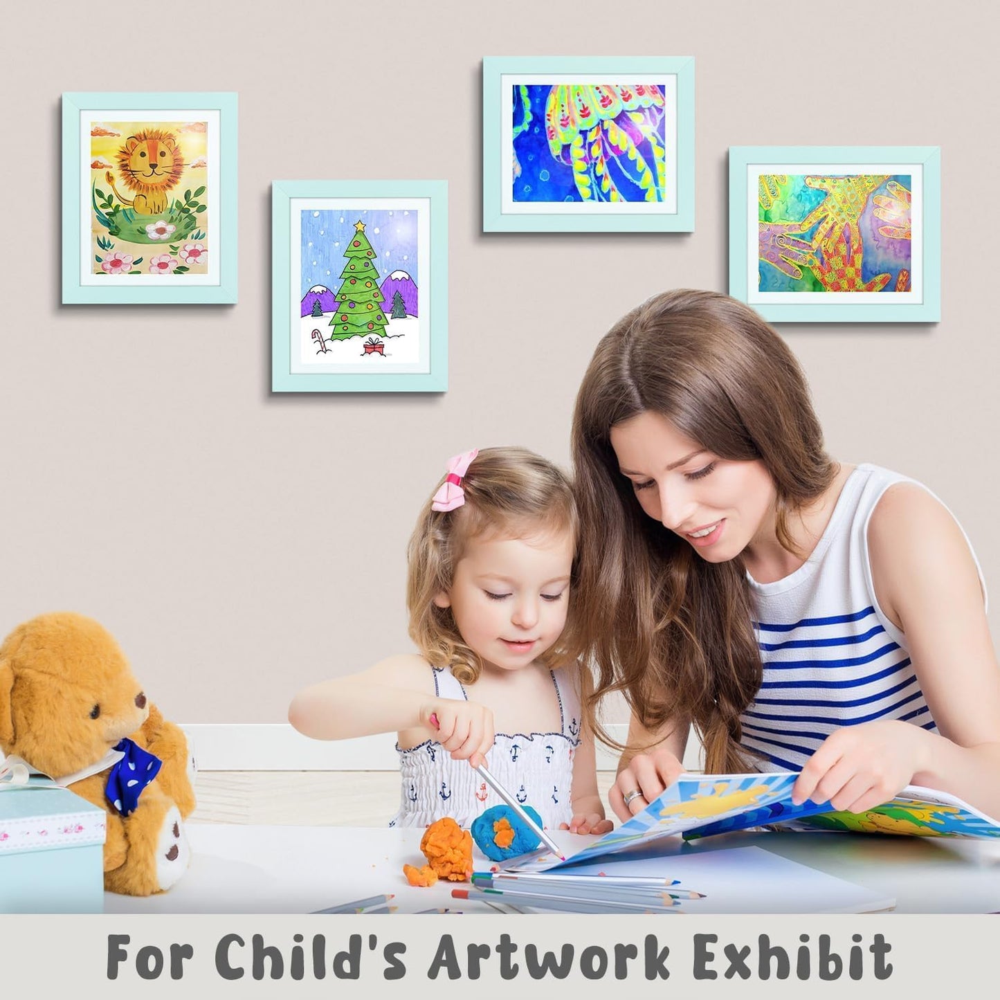 Golden State Art, 8.5x11 Kids Art Frames, Front-Opening Picture Frame Great for Kids Drawings, Artworks, Children Art Projects, Schoolwork, Home or Office (Walnut, Set of 2) BST220