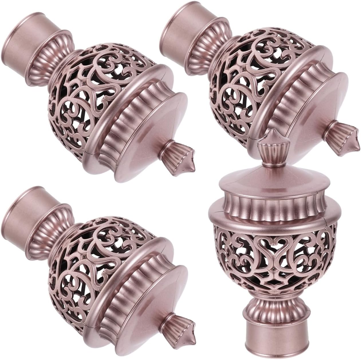 Curtain Rod Finials Hollow-Out Decorative Head Set of 4 Roman Curtain Rod Accessories for Window Treatment Hardware 4.52 X 2.51 X 2.51 in Home BST202