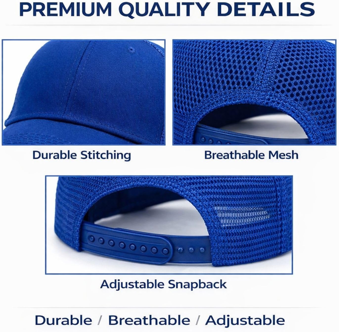 MDSTYLE Trucker Hat for Men Women, Mesh Back Snapback Cap, Cotton Front Adjustable Baseball Hat, Breathable Summer Outdoor WN420