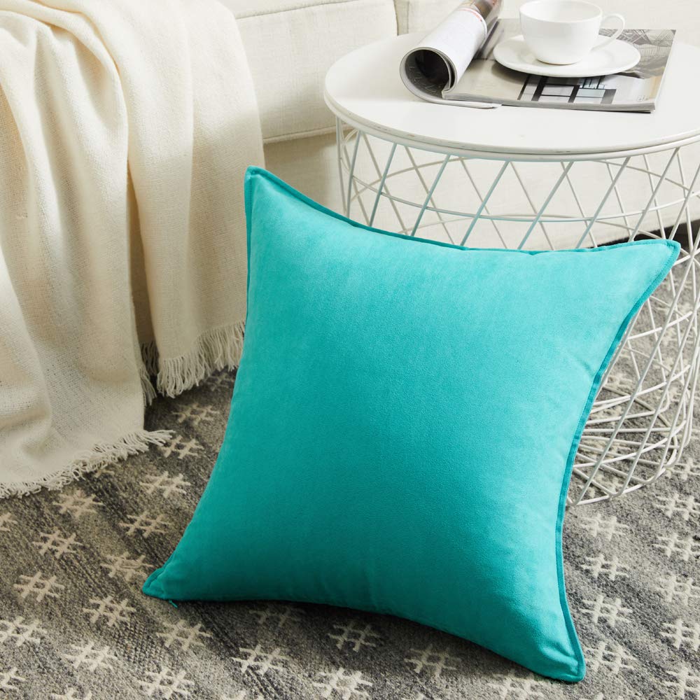 Fancy Homi 4 Packs Olive Green Decorative Throw Pillow Covers 18x18 inch, Super Soft Faux Suede Decor Square Pillow Covers 45x45 cm, Solid Cushion Cover for Couch Living Room Sofa Bedroom BST220