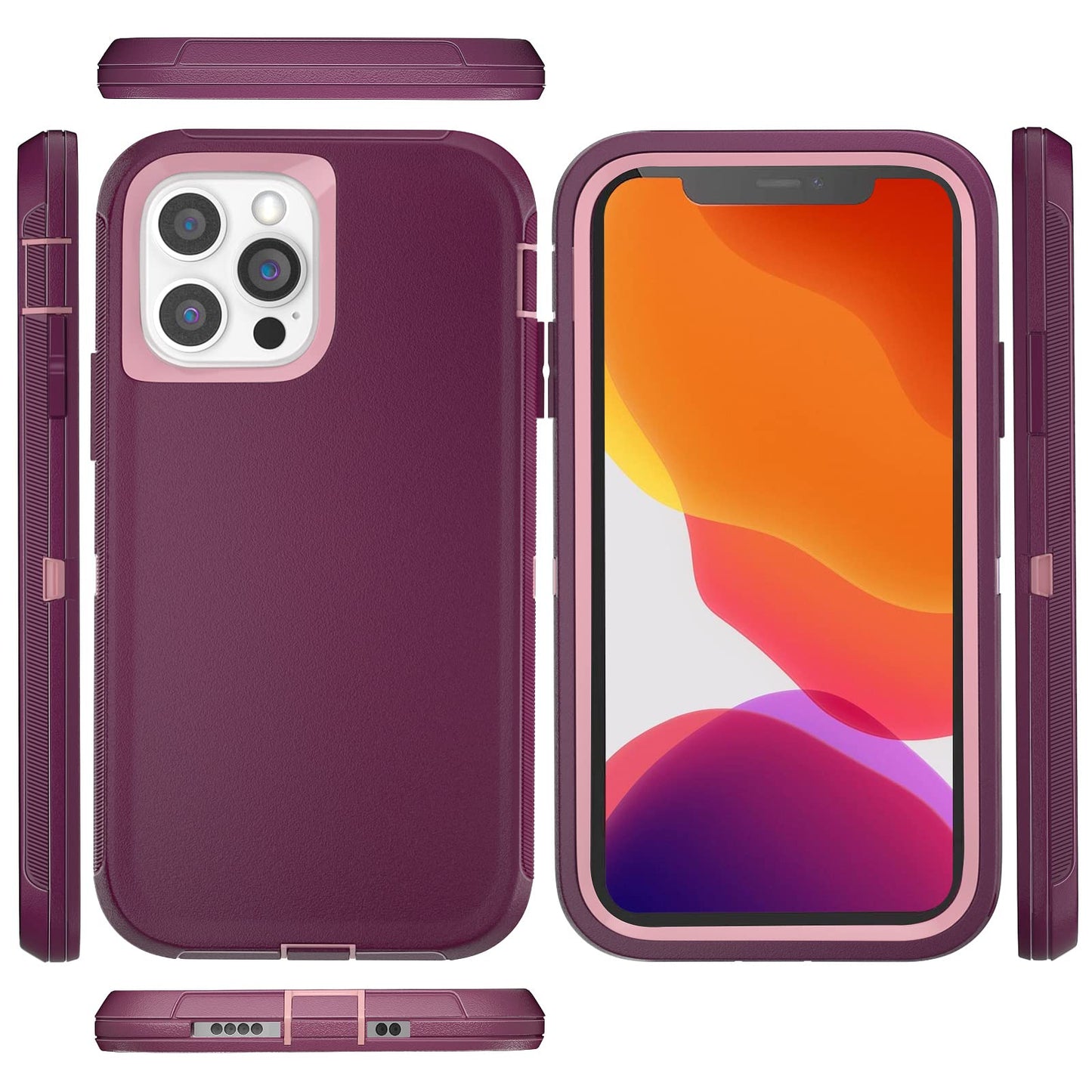 for iPhone 11 Case with Belt Clip Holster Kickstand & 2 Screen Protector, Full Protection Heavy Duty Phone Case, Shockproof Drop-Proof Durable Cover 6.1" [Black+Clip] WN420