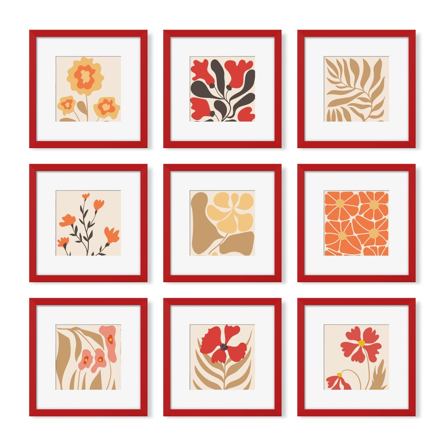 YESKAY 8x10 Picture Frame Set of 9, Display Pictures 5x7 with Mat or 8 x 10 Without Mat, Multi Photo Frames for Wall Mounting or Table Top Display, Blue BST326H