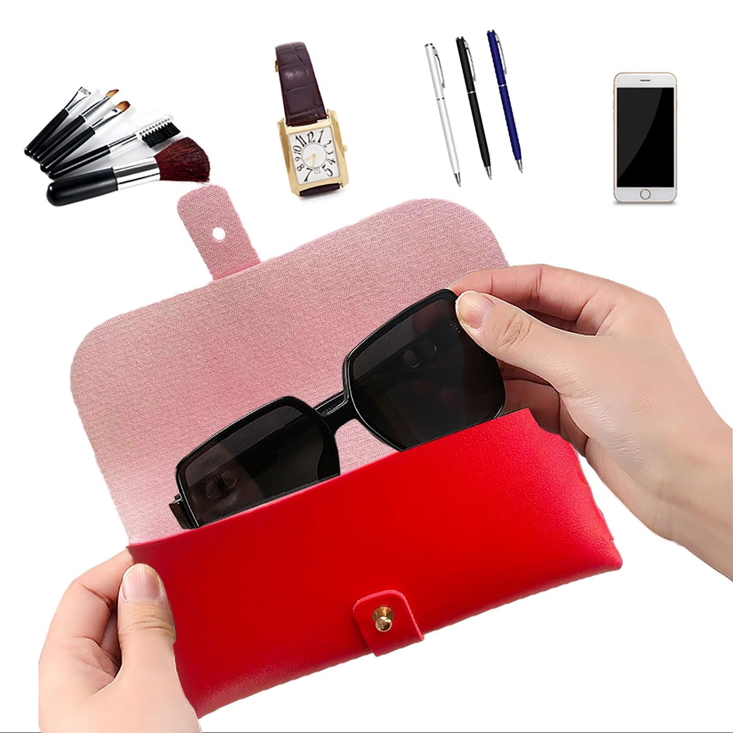 Glasses storage bag Travel sunglasses myopia glasses storage bag Fashion leather storage bag WN420