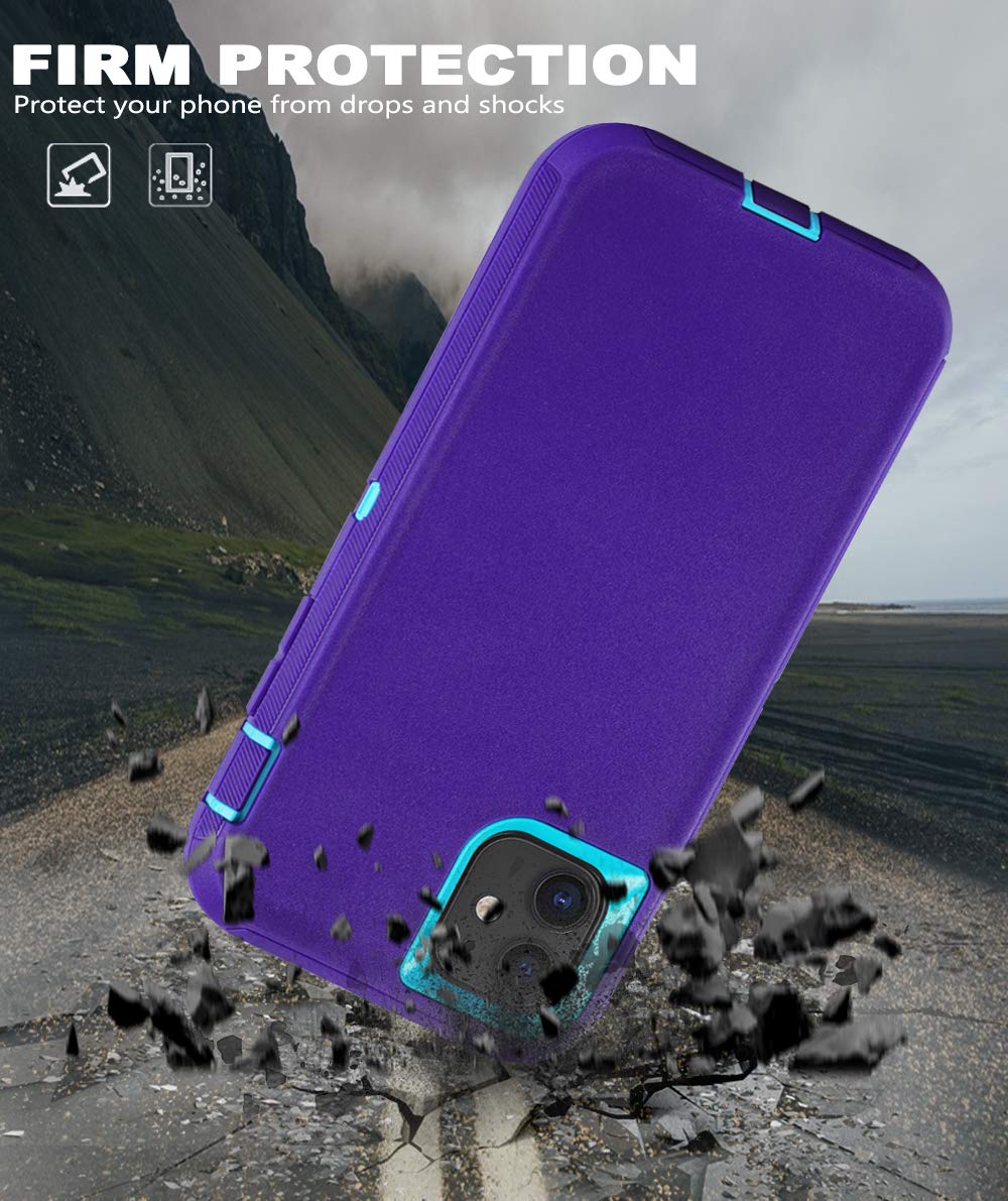 for iPhone 11 Case with Belt Clip Holster Kickstand & 2 Screen Protector, Full Protection Heavy Duty Phone Case, Shockproof Drop-Proof Durable Cover 6.1" [Black+Clip] WN420