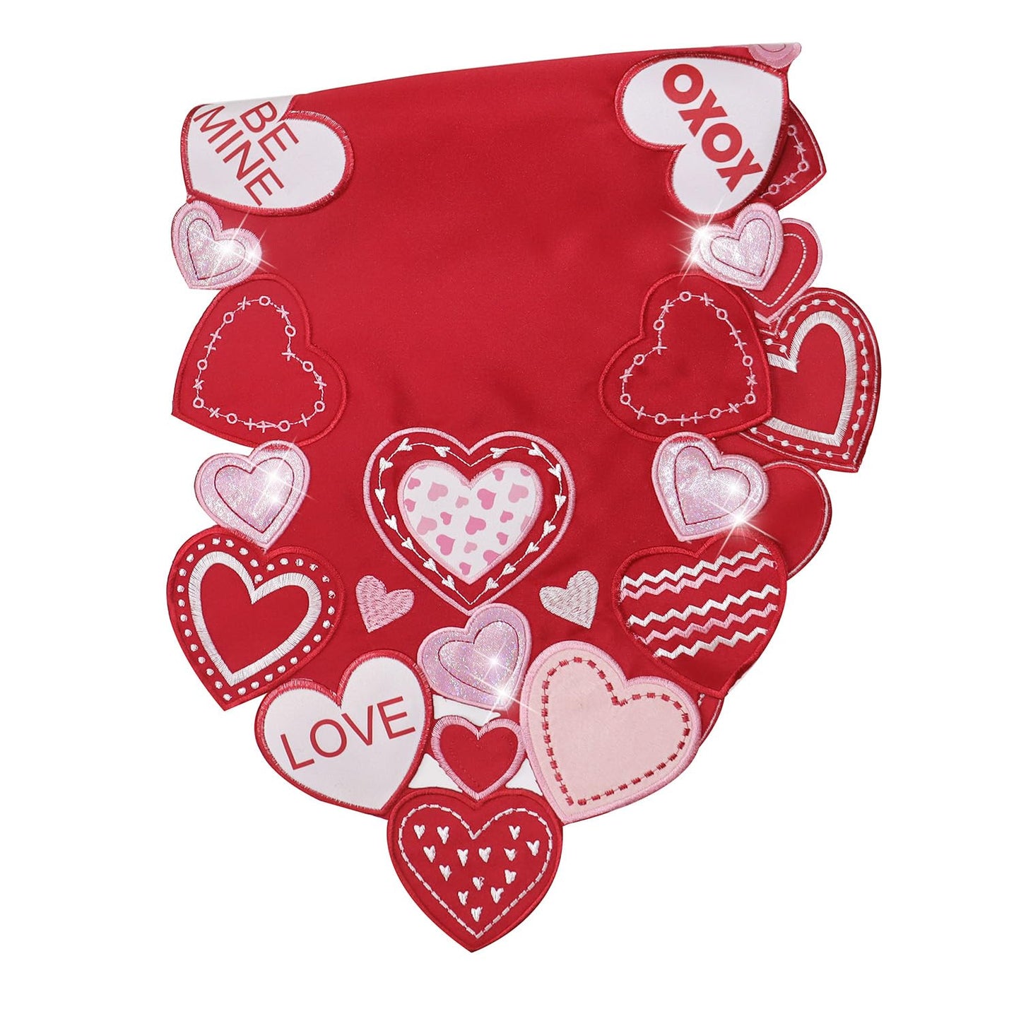 Valentines Table Runner Embroidered Red Love Heart Pink Valentines Day Runner for Table Decorations 54 inches Long Sparkle Cut Out Wedding XOXO BST202
