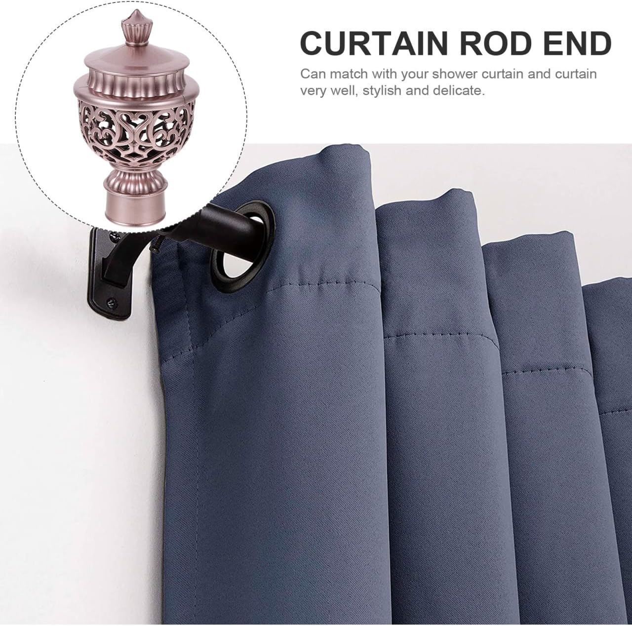 Curtain Rod Finials Hollow-Out Decorative Head Set of 4 Roman Curtain Rod Accessories for Window Treatment Hardware 4.52 X 2.51 X 2.51 in Home BST202