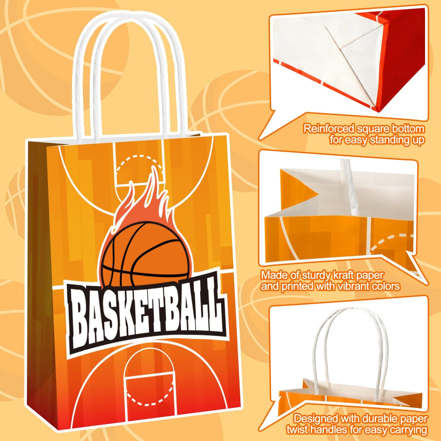 MotiMind 24 Pcs Softball Party Favor Bags Black Yellow Softball Themed Goodie Gift Wrapping Paper Bags with Handles Portable Sports Ball Candy Treat Pouch for Birthday Party Decorations Supplies BST326H