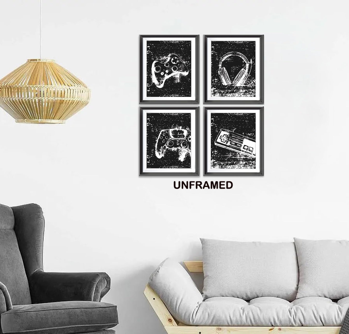 Retro Video Game Gaming Poster Prints for Home Boys Room Playroom Decor,Black And White Video Game Decorations Prints Wall Art Unframed 4pcs 8x10inches,Gift for Gamer Boys Gaming Love (8×10 inc) BST220