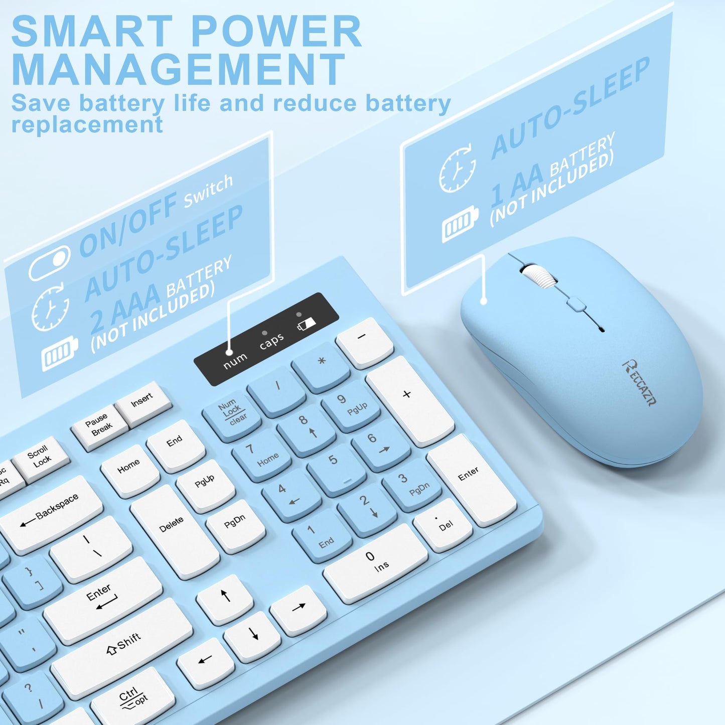Wireless Keyboard and Mouse Combo, Full-Sized Wireless Keyboard and Adjustable DPI Mouse, 2.4GHz USB Receiver, Silent Keyboard and Mouse for PC, Windows, MAC, Desktop, Laptop (Avocado Green)