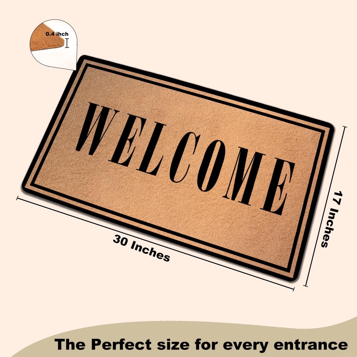 Funny Cat Door Mat 18x30 Inch, Faux Coco Coir Doormat with Non-Slip PVC Backing, Cats Printed Welcome Mat for Outdoor Indoor Entryway Porch Home Kitchen Patio, Cat Lover Gifts for Women Mom BST202