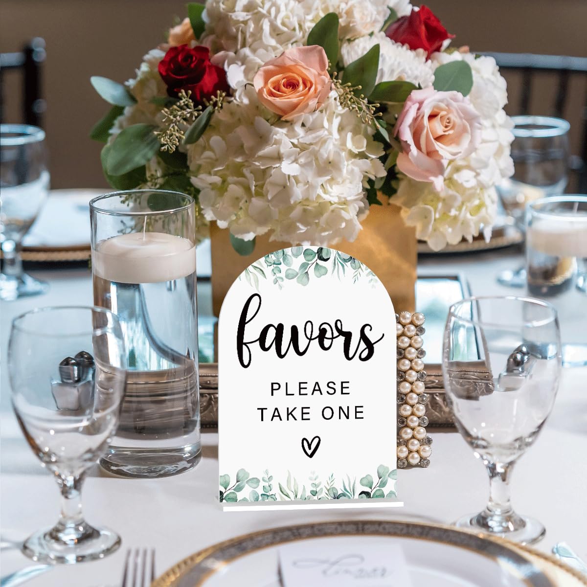 Acrylic Wedding Sign Bubble Send Off Signs for Ceremony Modern Calligraphy Arch Acrylic Table Top Signs for Wedding Reception and Event Party Table Decor (White Eucalyptus Leaves) BST326L