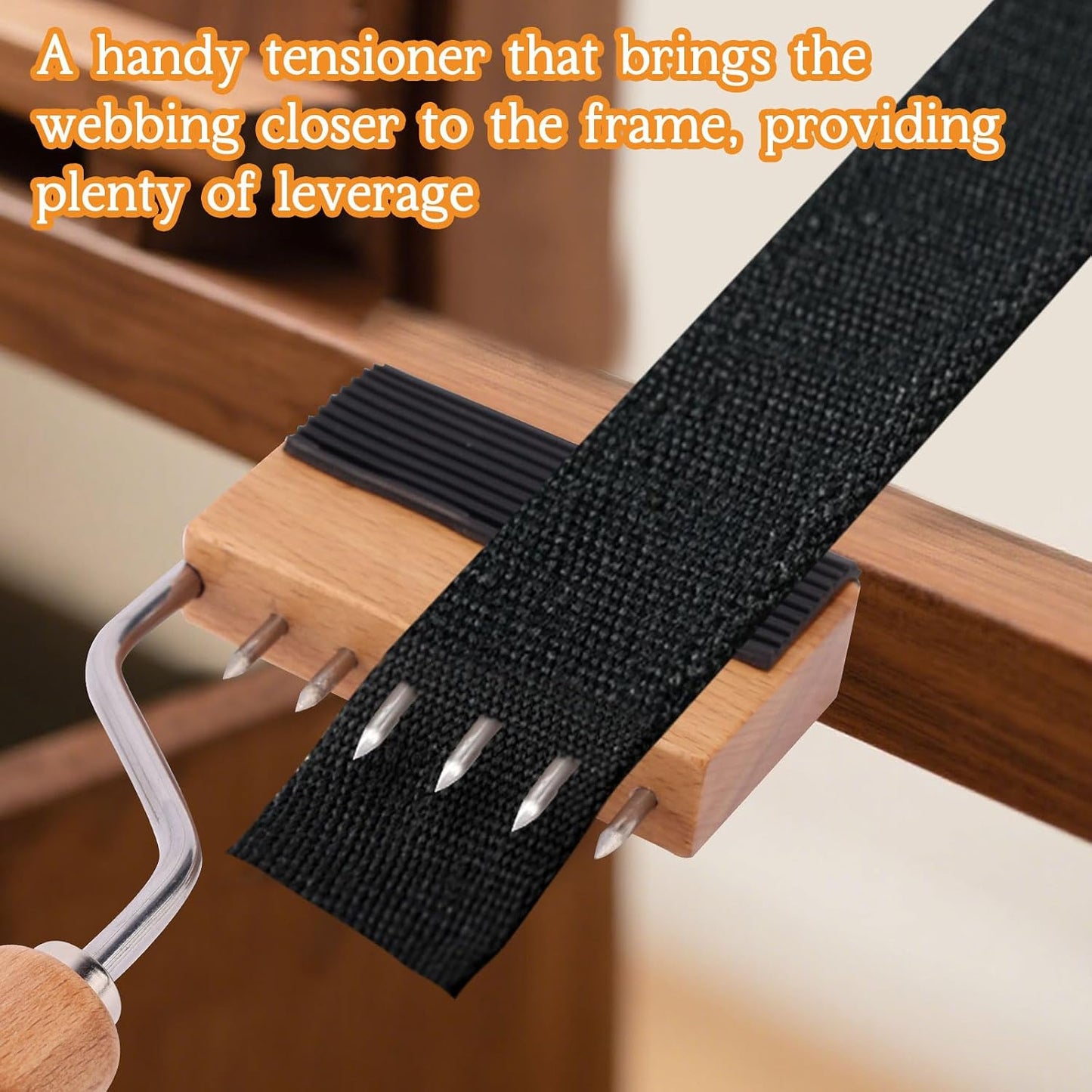 Webbing Stretcher Tool, Wood Handle Webbing Gooseneck Puller Stretcher Practical Upholstery Tool Suitable for Leather Carpet Canvas Furniture Repair BST326H