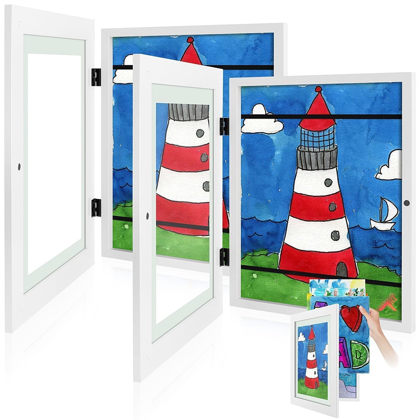Golden State Art, 8.5x11 Kids Art Frames, Front-Opening Picture Frame Great for Kids Drawings, Artworks, Children Art Projects, Schoolwork, Home or Office (Walnut, Set of 2) BST220