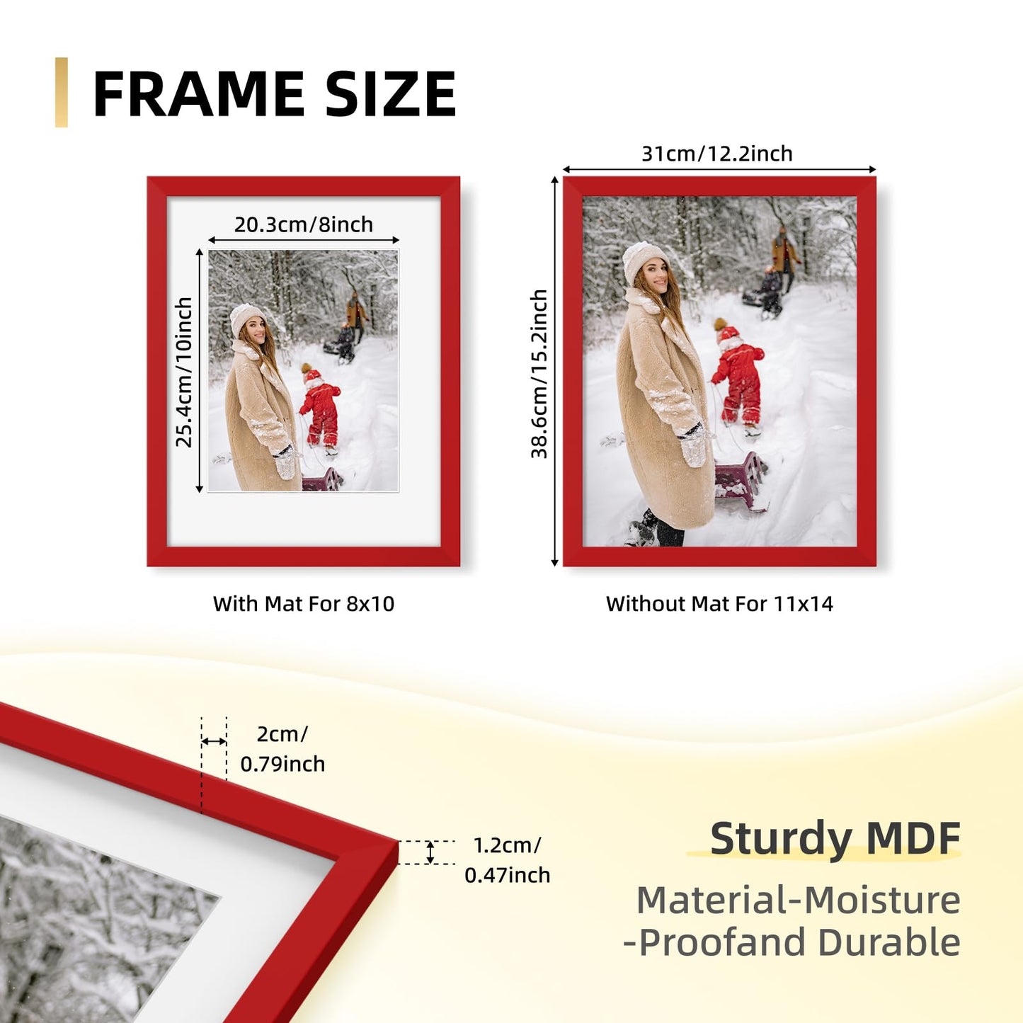 YESKAY 8x10 Picture Frame Set of 9, Display Pictures 5x7 with Mat or 8 x 10 Without Mat, Multi Photo Frames for Wall Mounting or Table Top Display, Blue BST326H