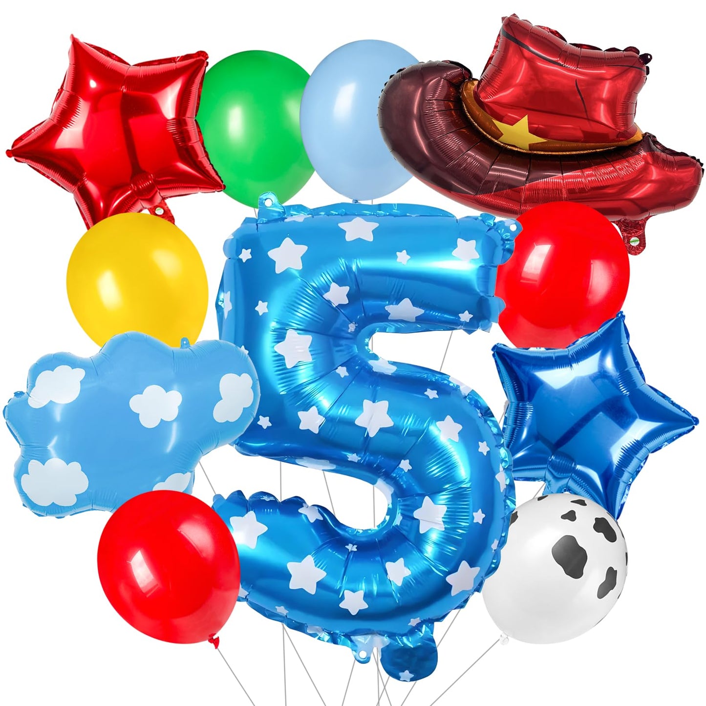 11-Pack Cowboy Theme Balloon Set, Farm Theme Decorations, Balloons with Hats and Clouds, Boys and Girls Birthday Party Supplies (1) BST202