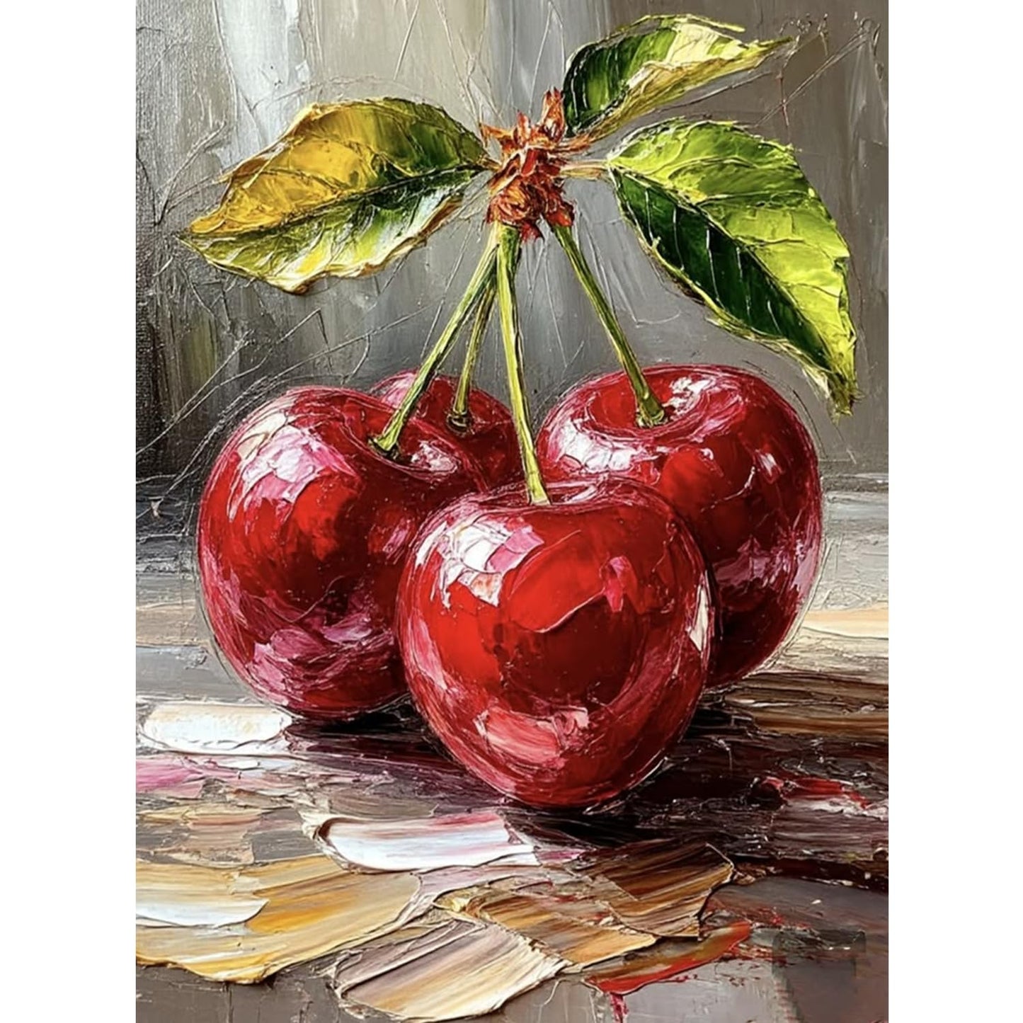 AIBOERL Cherry Diamond Art Kits for Adults,Cherry 5D Diamond Painting Kits for Adults Beginners,DIY Full Round Drill Diamond Dot Painting Gem Art Kits for Adult, Home Wall Decor 12x16Inch BST220
